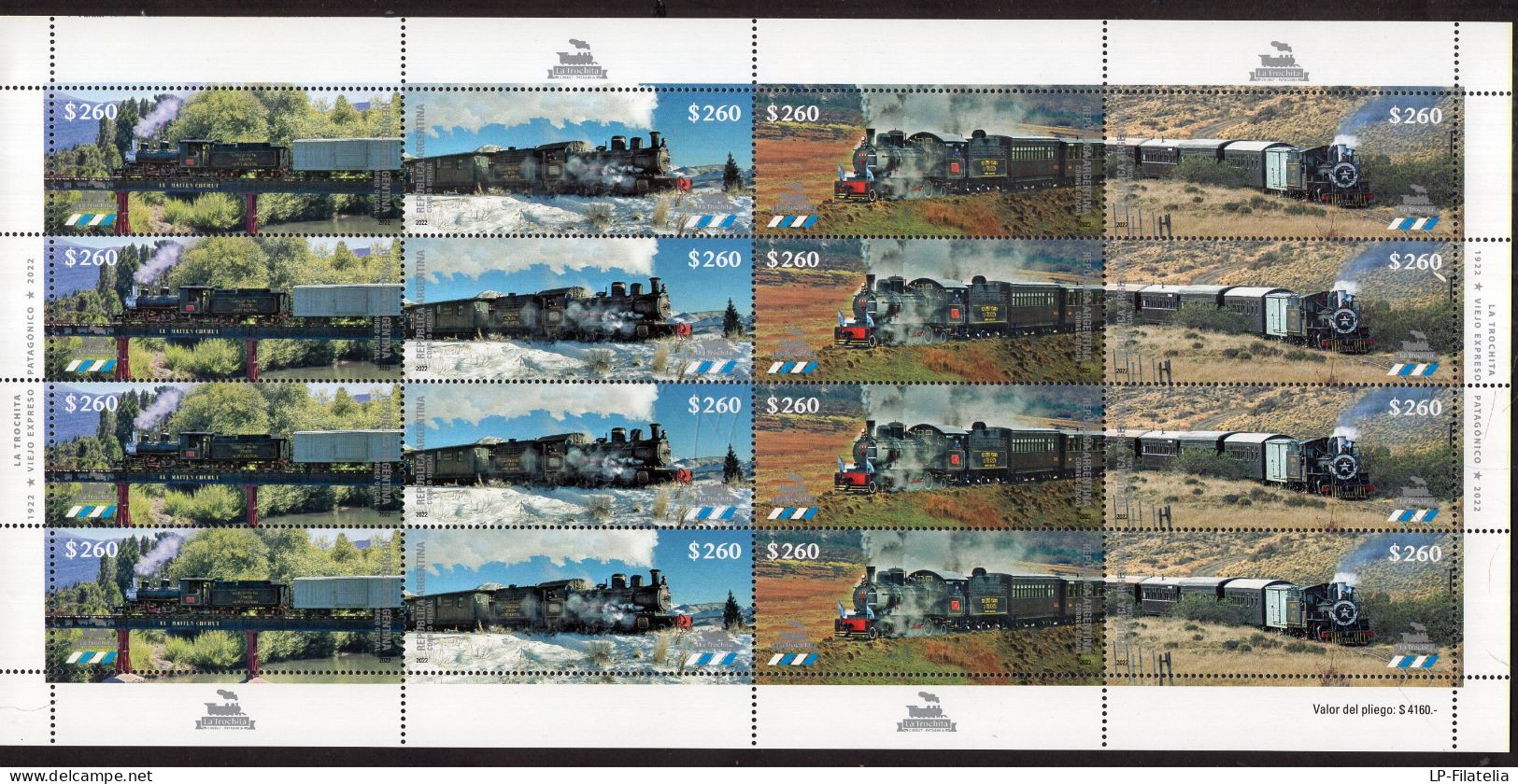 Argentina - 2022 - Trains - Old Patagonian Express "La Trochita" - Unused Stamps