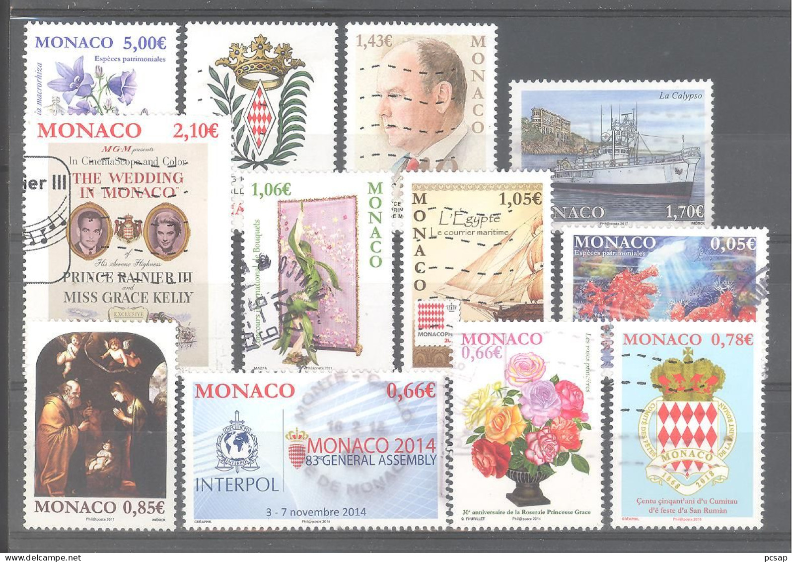 Monaco : Lot D De 12 Timbres Oblitérés (cachet Rond Ou Lignes Ondulées) - Usati