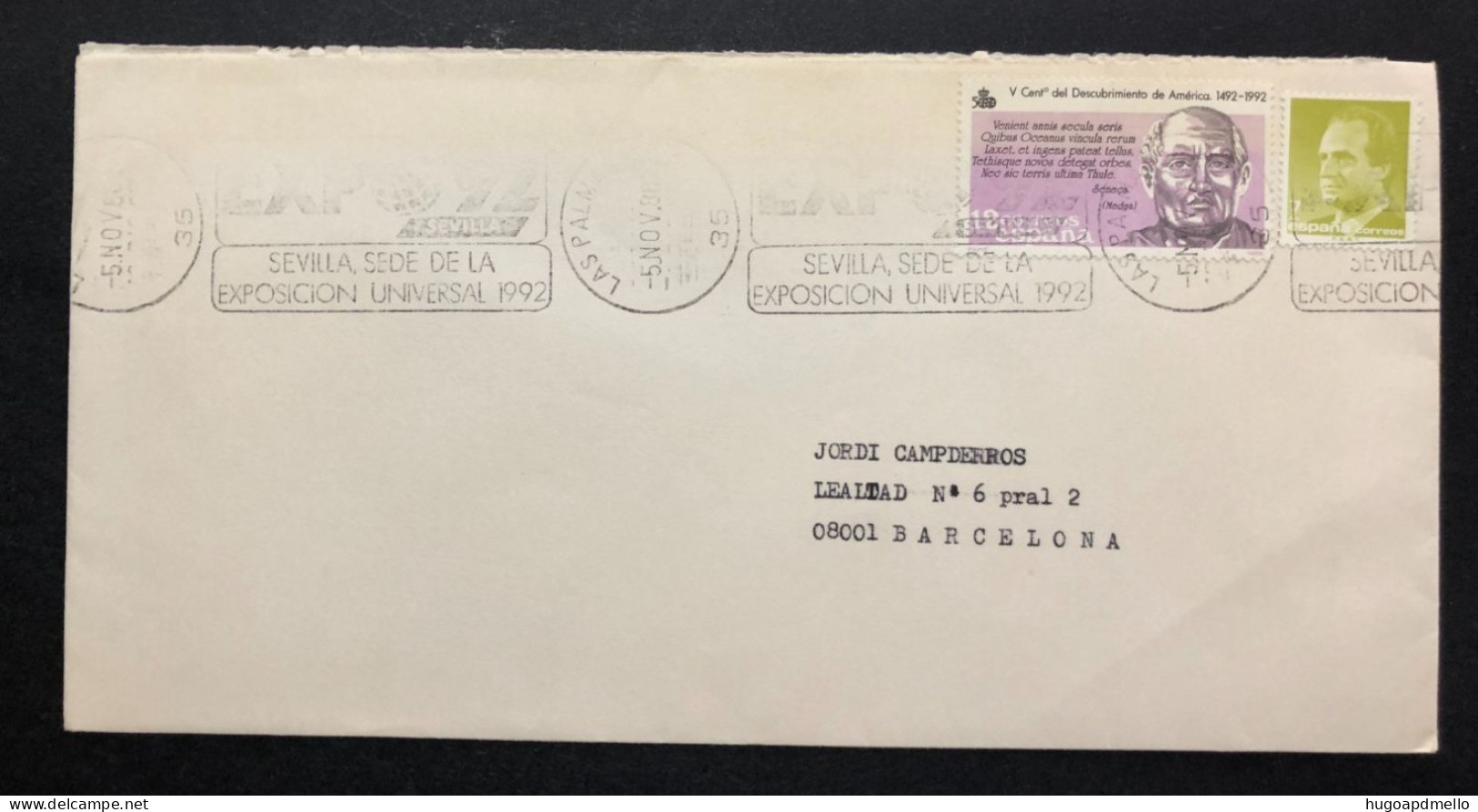 SPAIN, Cover With Special Cancellation « EXPO '92 », « LAS PALMAS Postmark », 1988 - 1992 – Sevilla (Spanien)