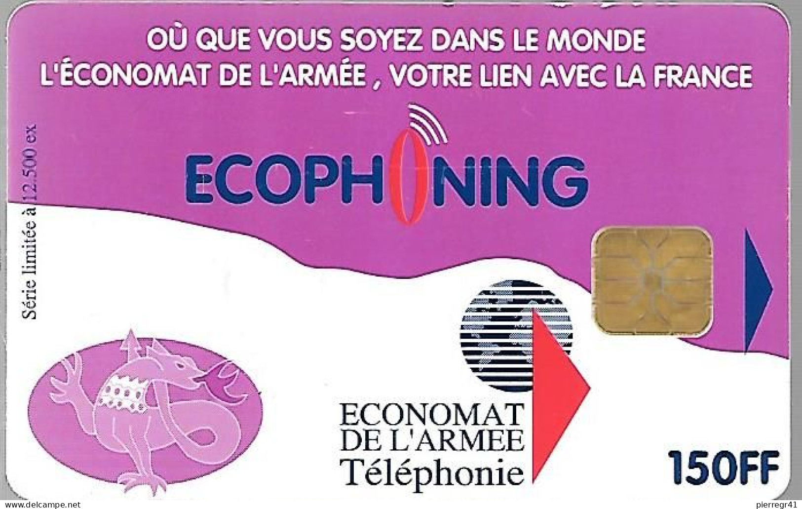 CARTE-PUCE-MILITAIRE- ECOPHONING-SFOR 16-150FF-V°ARMEE De TERRE-12500 Ex-VIOLETTE-TBE - - Military Phonecards