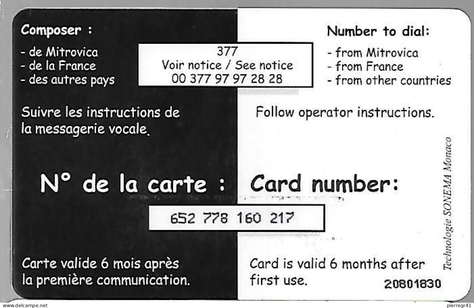 CARTE-PREPAYEE-MILITAIRE- ECOPHONING-DIVISION TRIDANT-GRIS BLEU-20000Ex-TBE - Militär