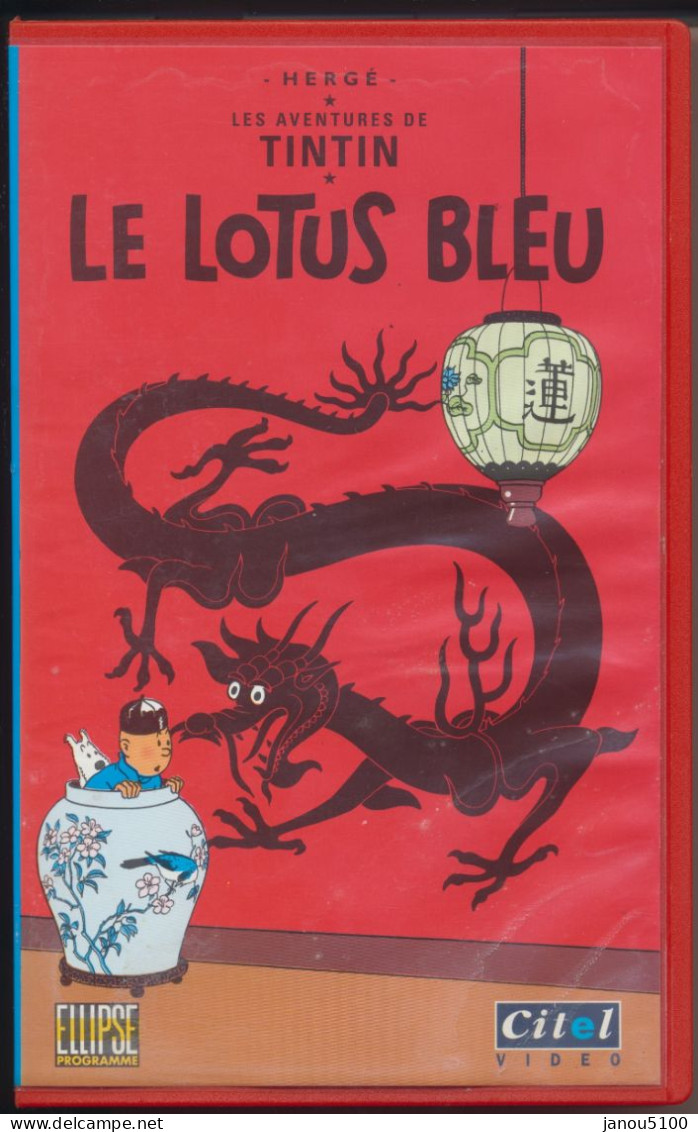 CASSETTES-VIDEO VHS    -    DESSIN ANIME   TINTIN    -  LE LOTUS  BLEU  -  HERGE - Cartoni Animati