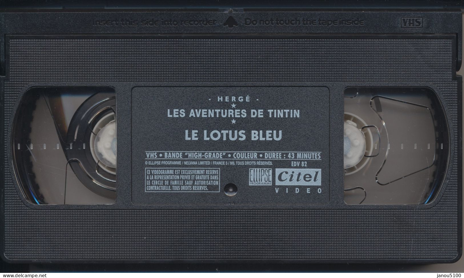 CASSETTES-VIDEO VHS    -    DESSIN ANIME   TINTIN    -  LE LOTUS  BLEU  -  HERGE - Cartoni Animati