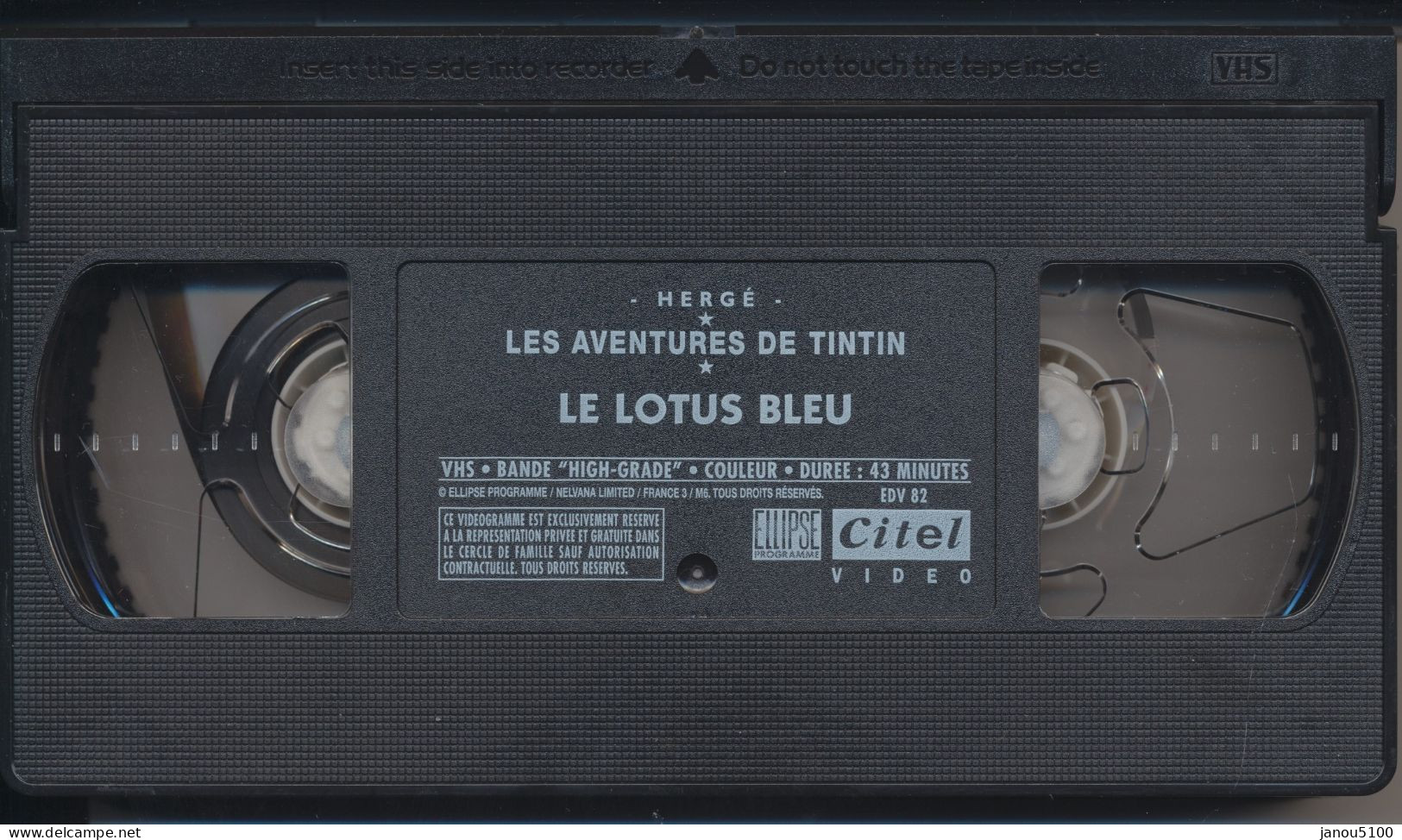 CASSETTES-VIDEO VHS    -    DESSIN ANIME   TINTIN    -  LE LOTUS  BLEU  -  HERGE - Dessins Animés