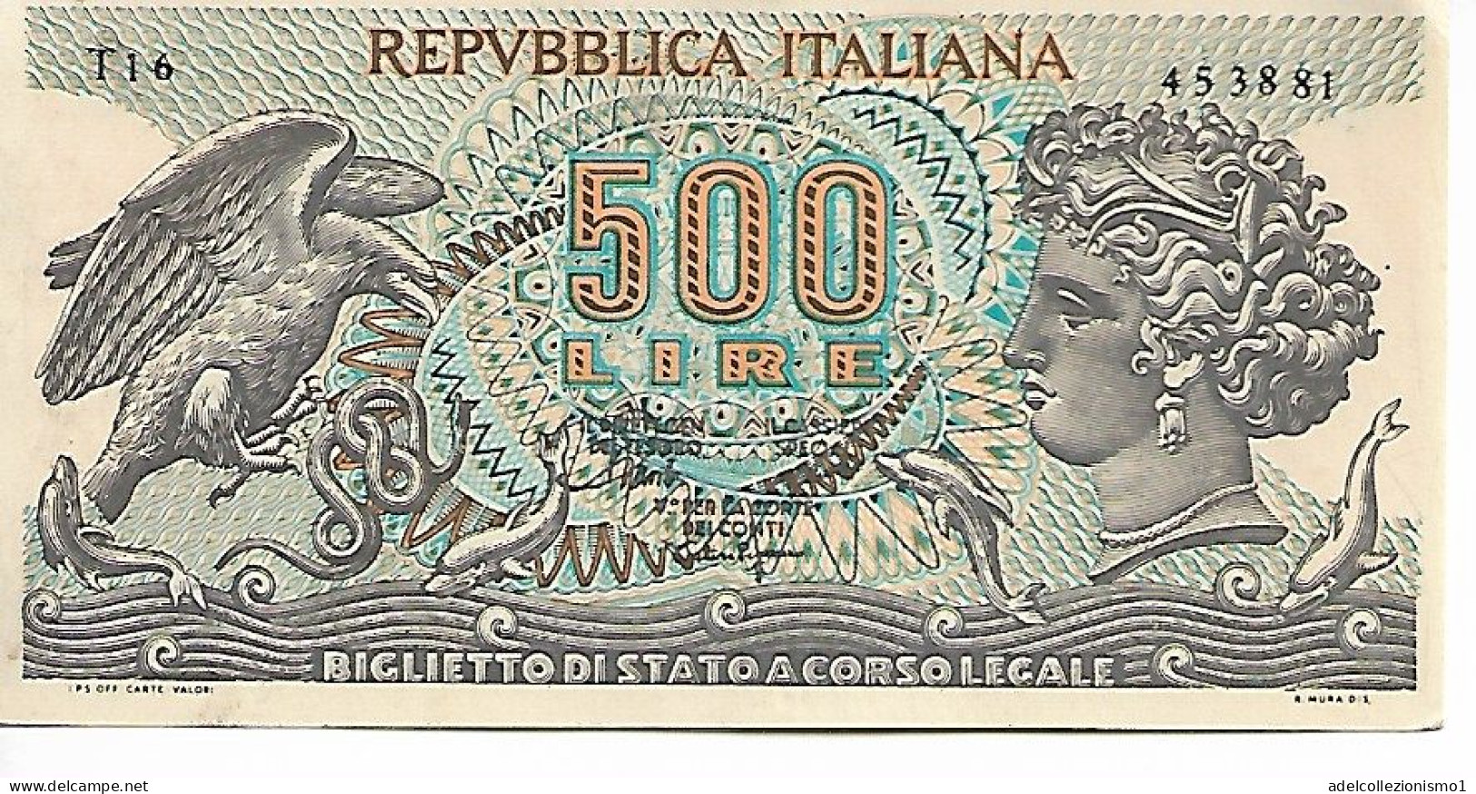 46356) REPUBBLICA ITALIANA BANCONOTA 500 LIRE " ARETUSA " 1967 FDS - 500 Liras