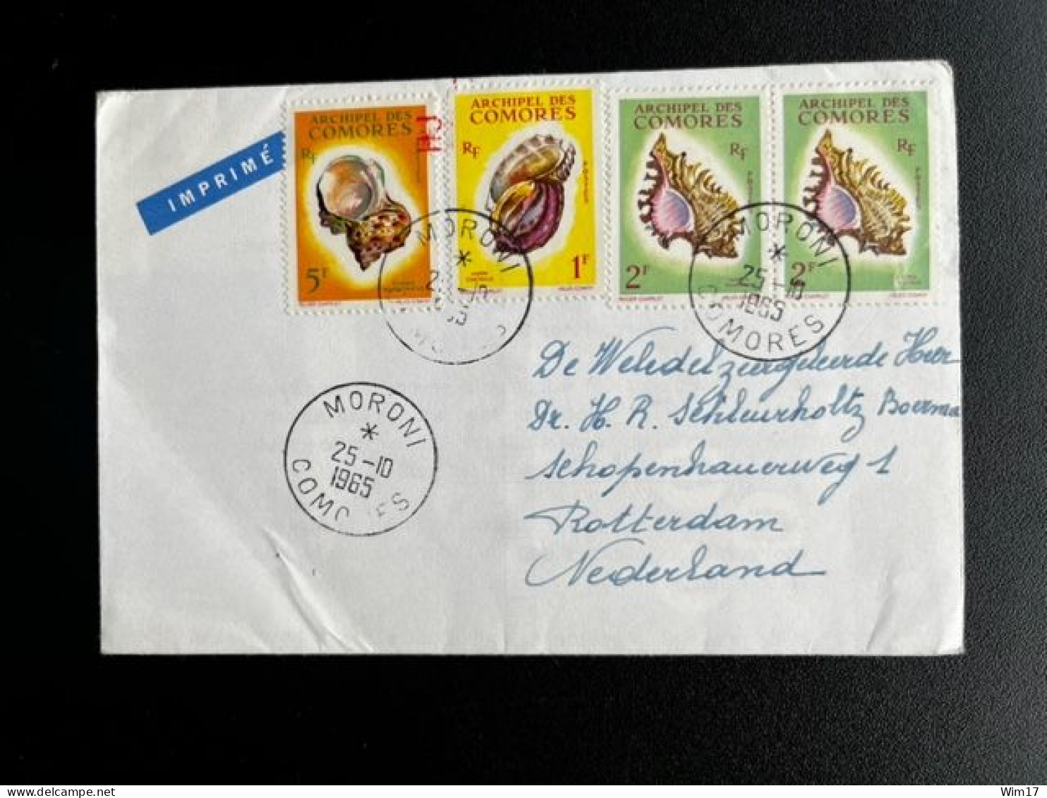 ARCHIPEL DES COMORES 1965 LETTER MORONI TO THE NETHERLANDS 25-10-1965 - Storia Postale