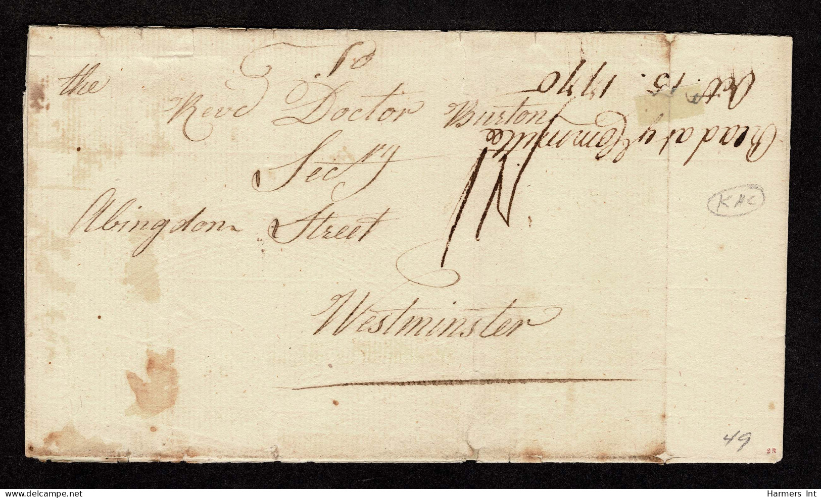 Lot # 007 Colonial: Staten Island To Great Britain, 1770 Oct Folded Letter Sheet - …-1845 Préphilatélie