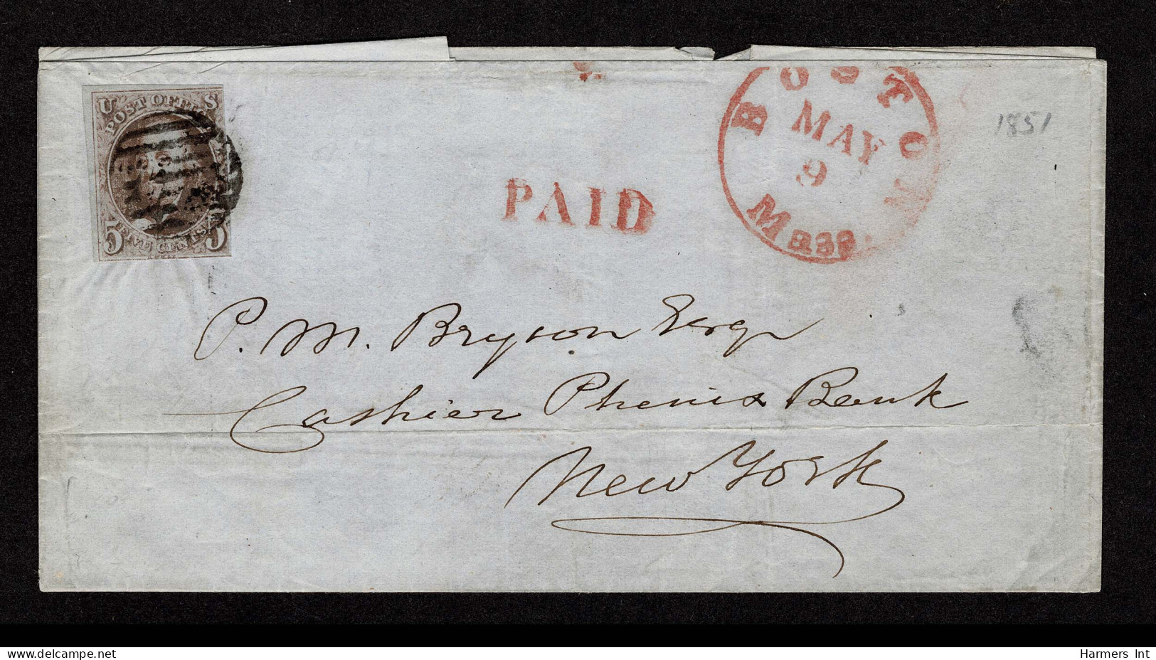 Lot # 017 THREE COVERS (2-folded Letter Sheets And 1 Envelope) Bearing 1847 5¢ Red Brown - Briefe U. Dokumente