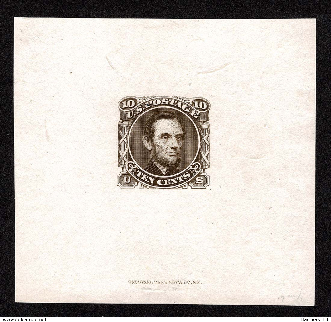 Lot # 039 1869 10c Black Brown Essay With "NATIONAL BANK NOTE CO. NY" - Autres & Non Classés