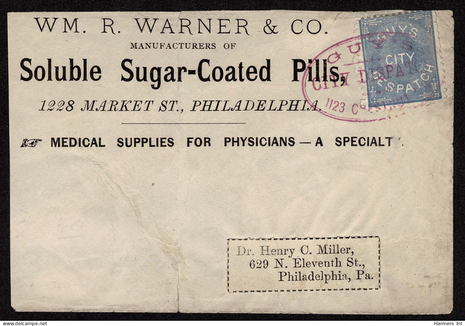 Lot # 076 Guy's City Despatch, Philadelphia, PA, 1879, (1¢) Blue - Locals & Carriers