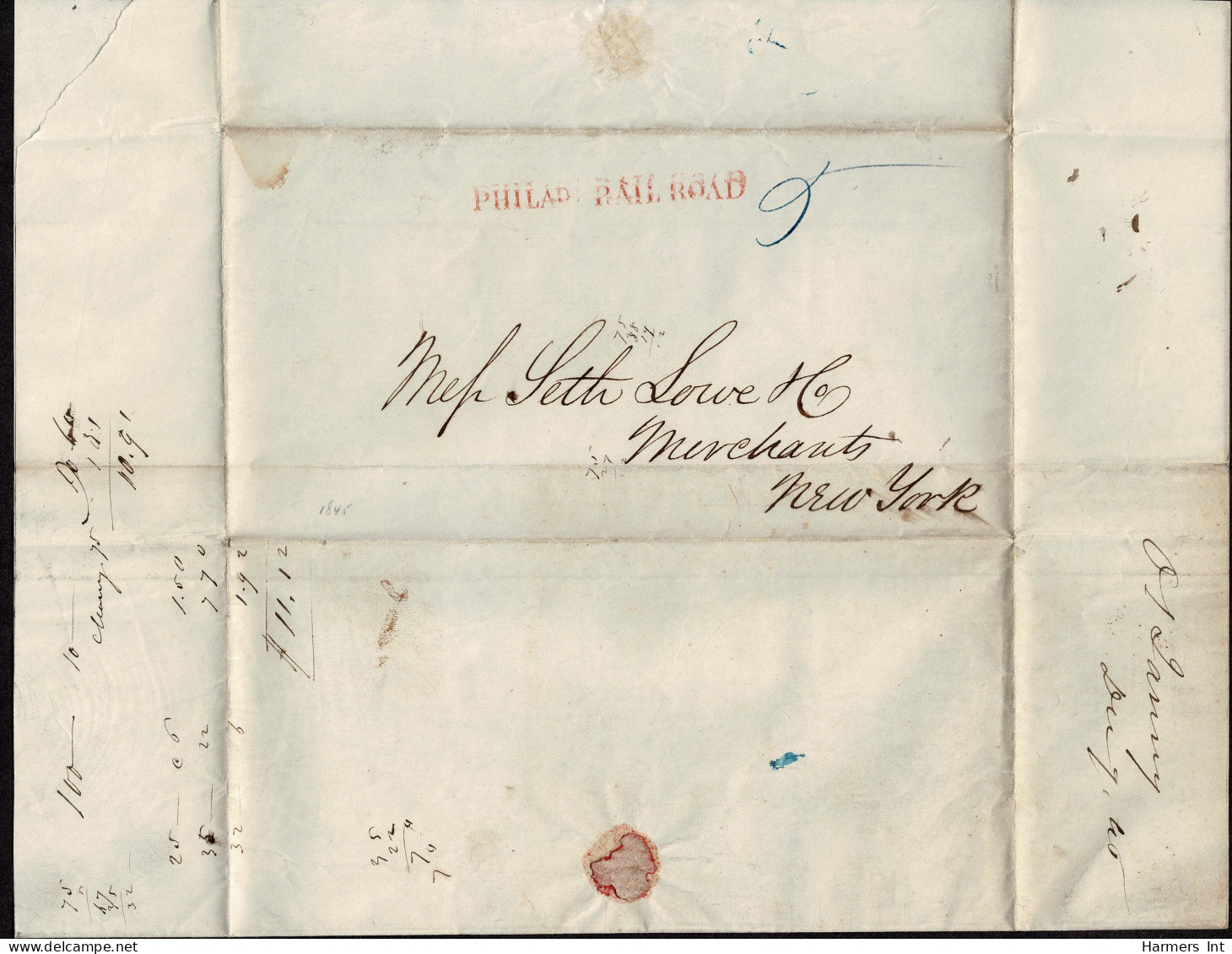 Lot # 095 Stampless Covers: Interesting Group of 14 covers 1820's to 1860's comprising SHIP, RAILROAD, STEAMBOAT, EXPRES