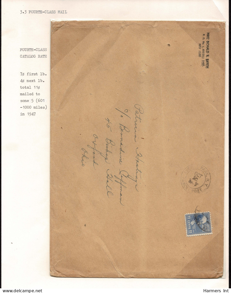 Lot # 128 Forth Class Rate: 1947 Envelope Bearing 1938, 11¢ Polk Ultramarine - Covers & Documents