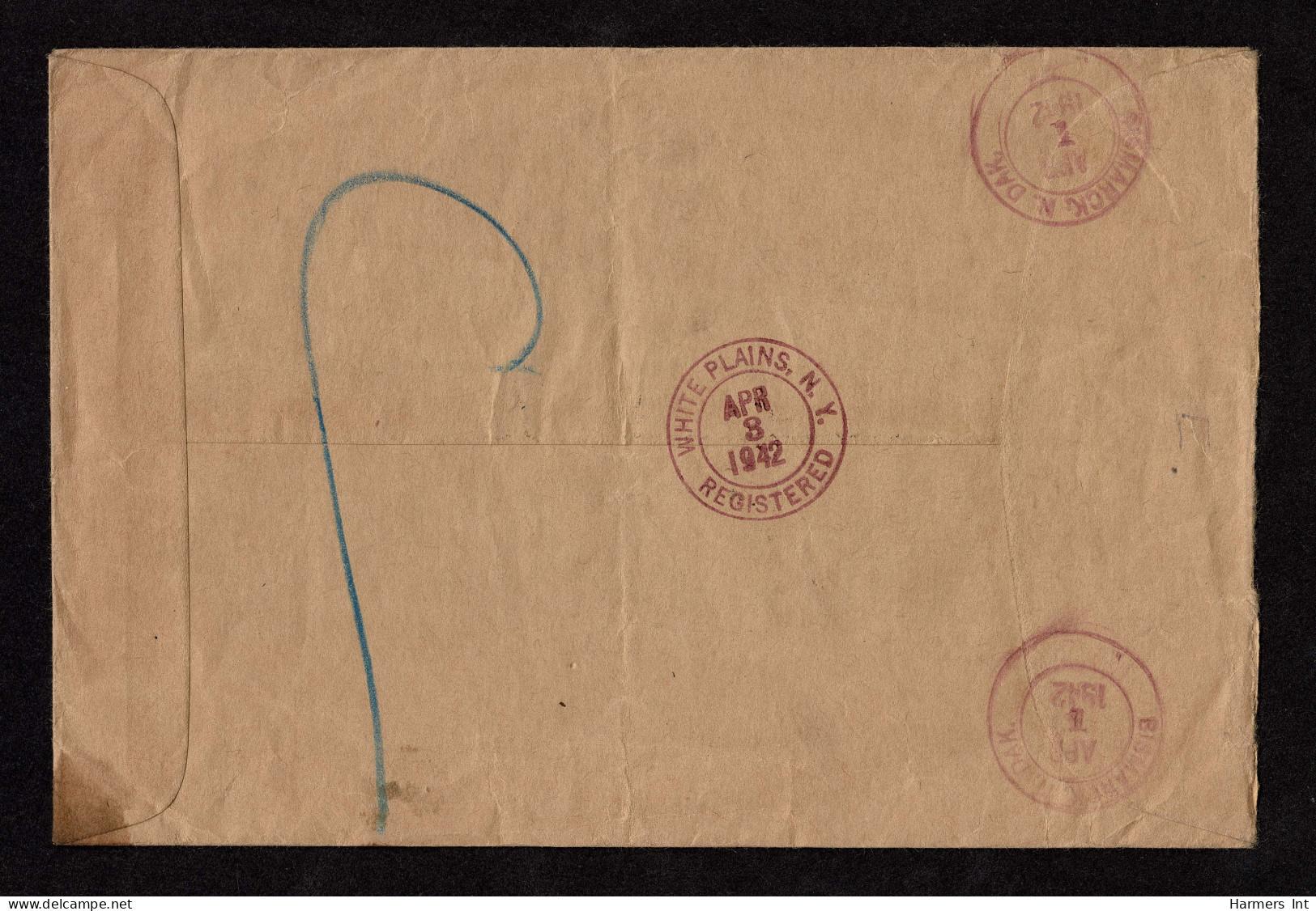 Lot # 191 Military Mail, WWII: 1942 Envelope Bearing 1938 20c Garfield Bright Blue Green, 1c National Defense Commemorat - Briefe U. Dokumente