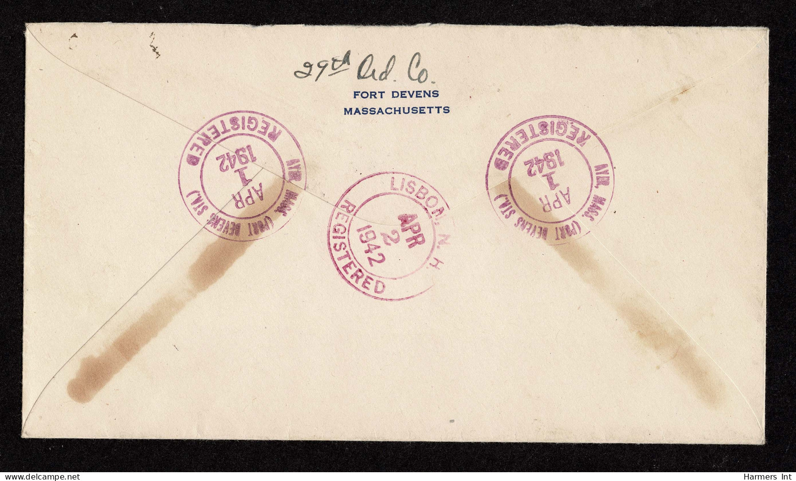 Lot # 235 Coil: 10c Brown Red Tyler, Horizontal Coil Pair Tied By Mute Oval On 1942 Envelope - Briefe U. Dokumente