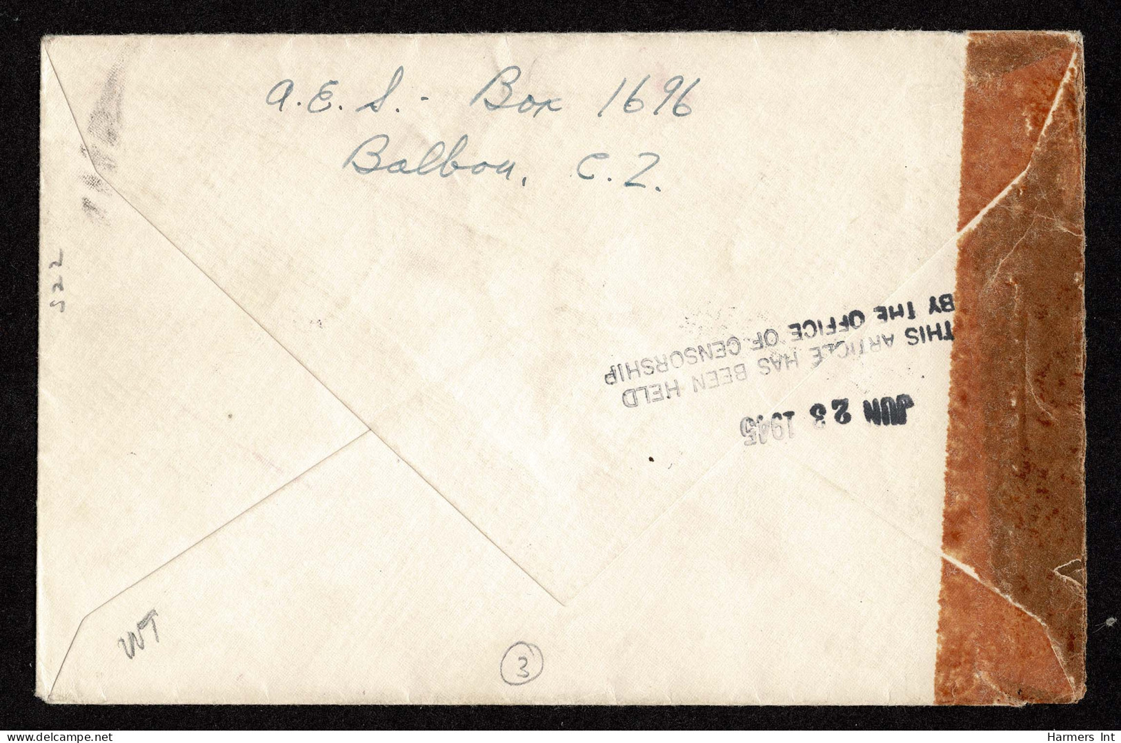 Lot # 240 Canal Zone: 1945 Cover Bearing 1939, ½¢ Franklin Red Orange Block Of Four Overprinted CANAL ZONE, 1 ½ Martha W - Covers & Documents