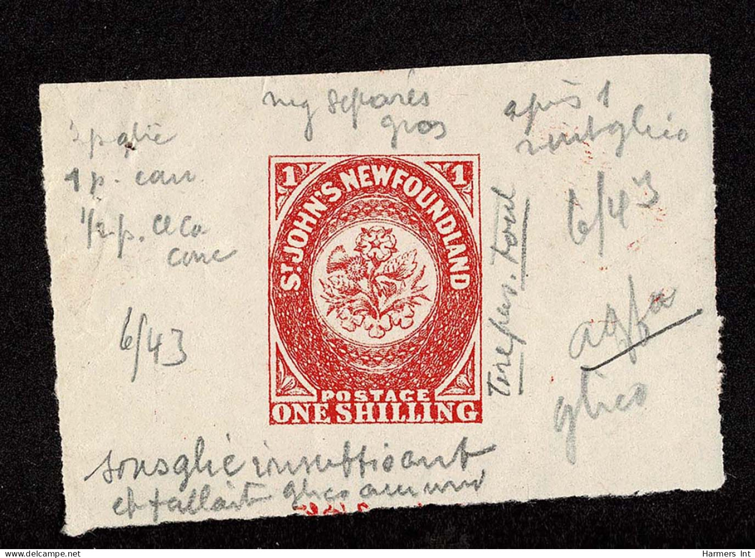 Lot # 249 Newfoundland 1sh Type C. A Working Die Proof Dated June 1943 - Other & Unclassified