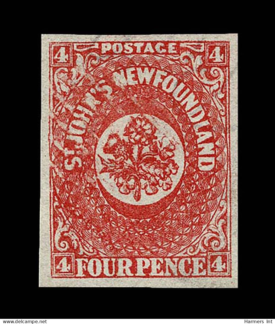 Lot # 253 Newfoundland: 4 Pence Type A Showing The Blank Areas Where The Cancel Was Applied. - Sonstige & Ohne Zuordnung