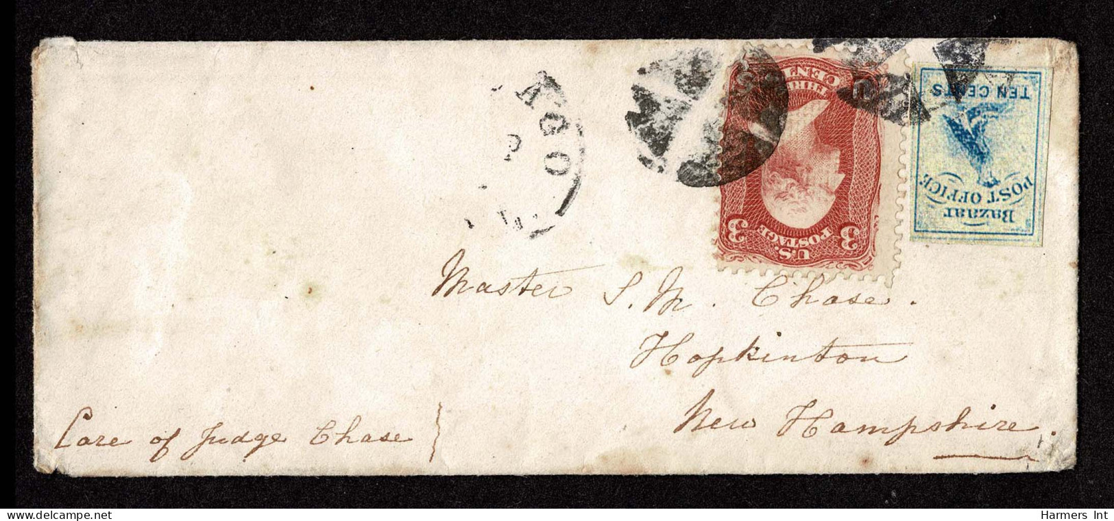 Lot # 293 Local Bazaar, Clandestine Stamp Together With 1861, 3¢ Rose All Tied On - Other & Unclassified