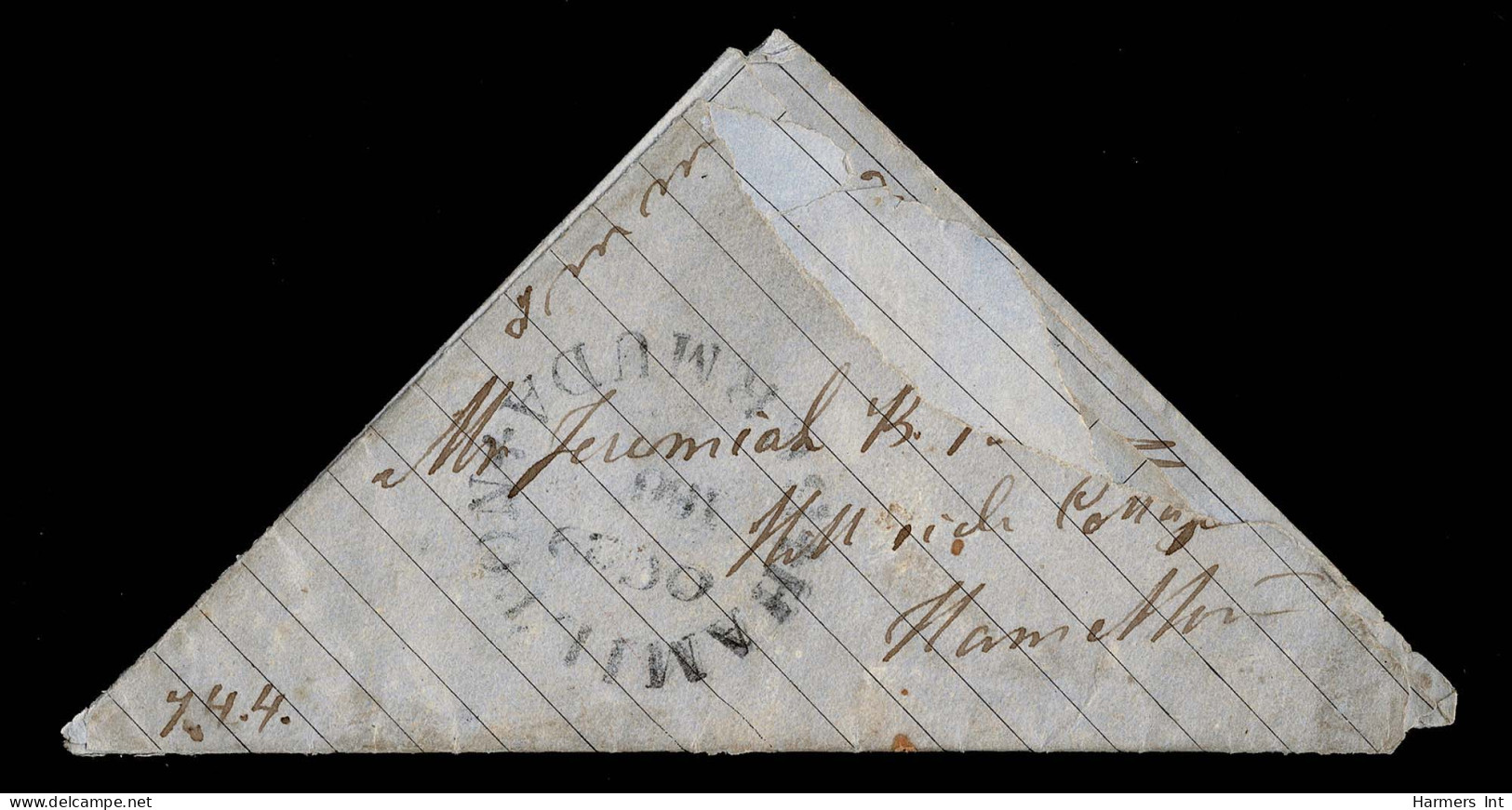 Lot # 411 Bermuda Stampless: 1866 Triangle Drop Letter - 1859-1963 Kronenkolonie