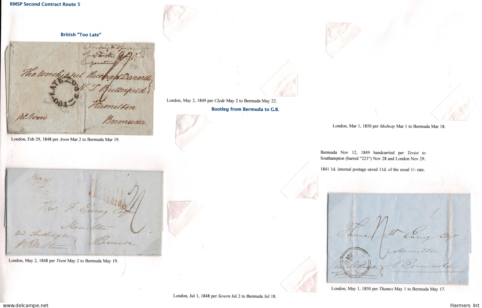 Lot # 412 Bermuda Stampless Covers: 1810 to 1870's The remainder of the David Pitts Collection comprising 19 stampless a