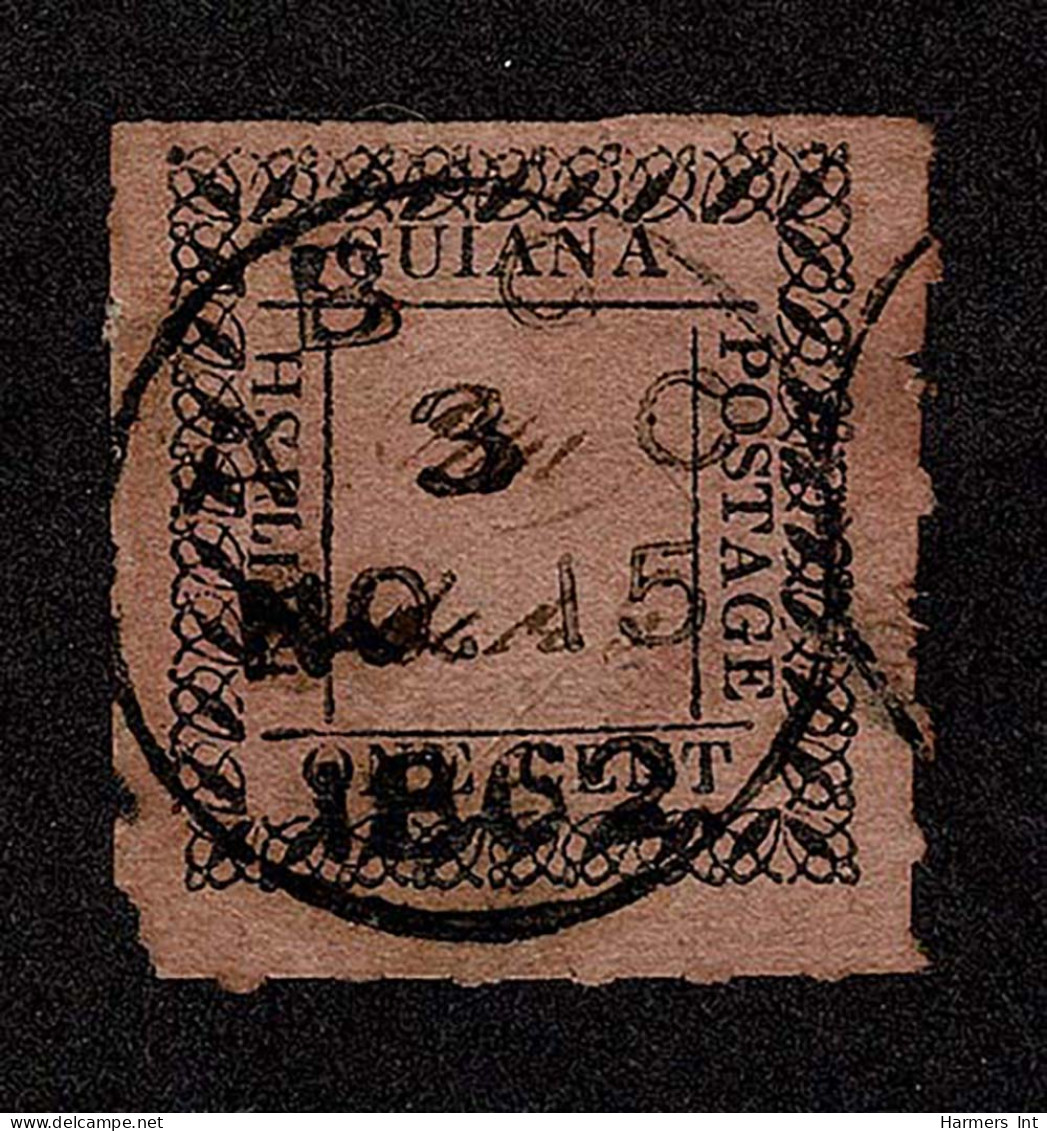 Lot # 418 British Guiana: 1862, Local Typeset Issue, 1¢ Black On Rose - Guayana Británica (...-1966)