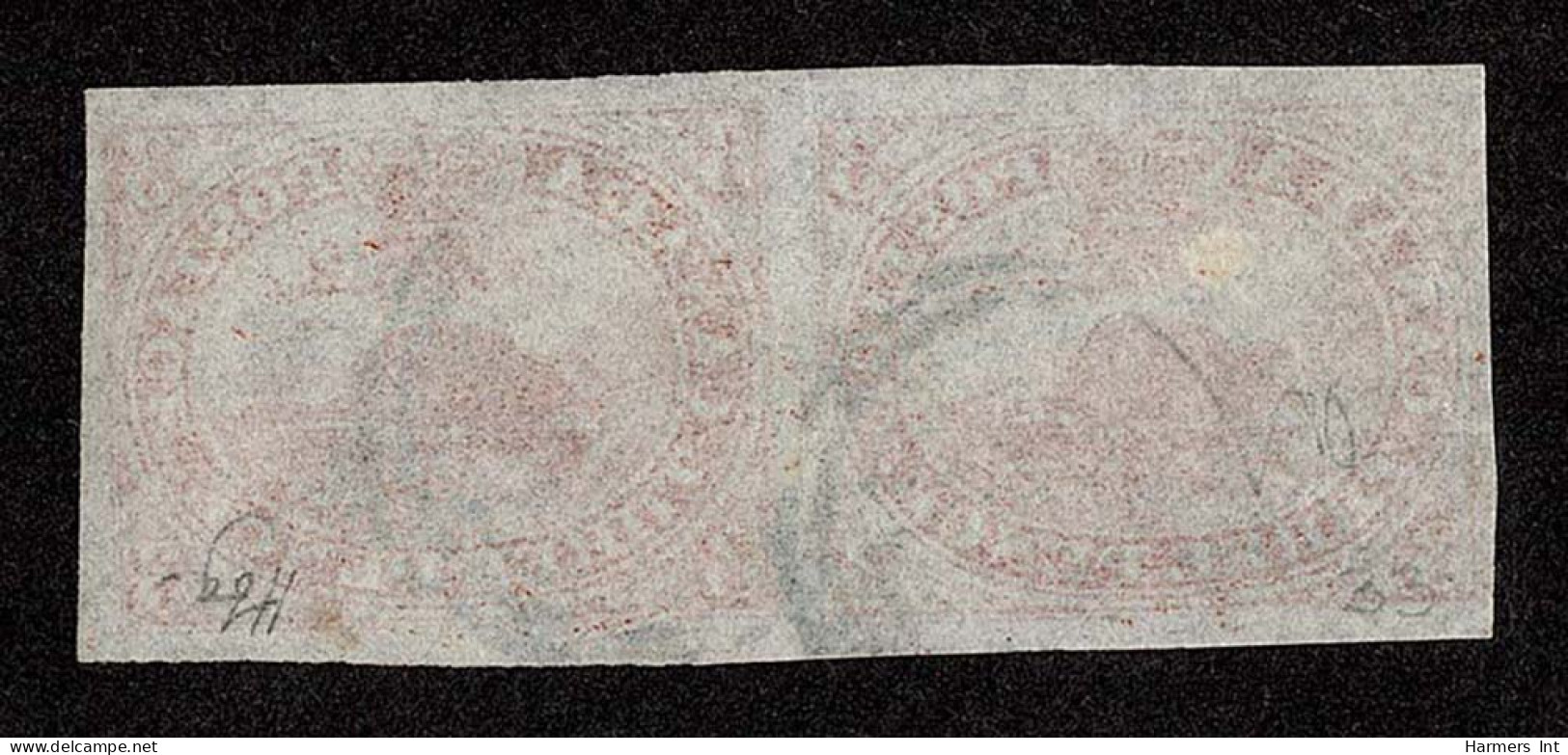 Lot # 430 1851, Beaver, 3d Red, PAIR, Laid Paper - Oblitérés