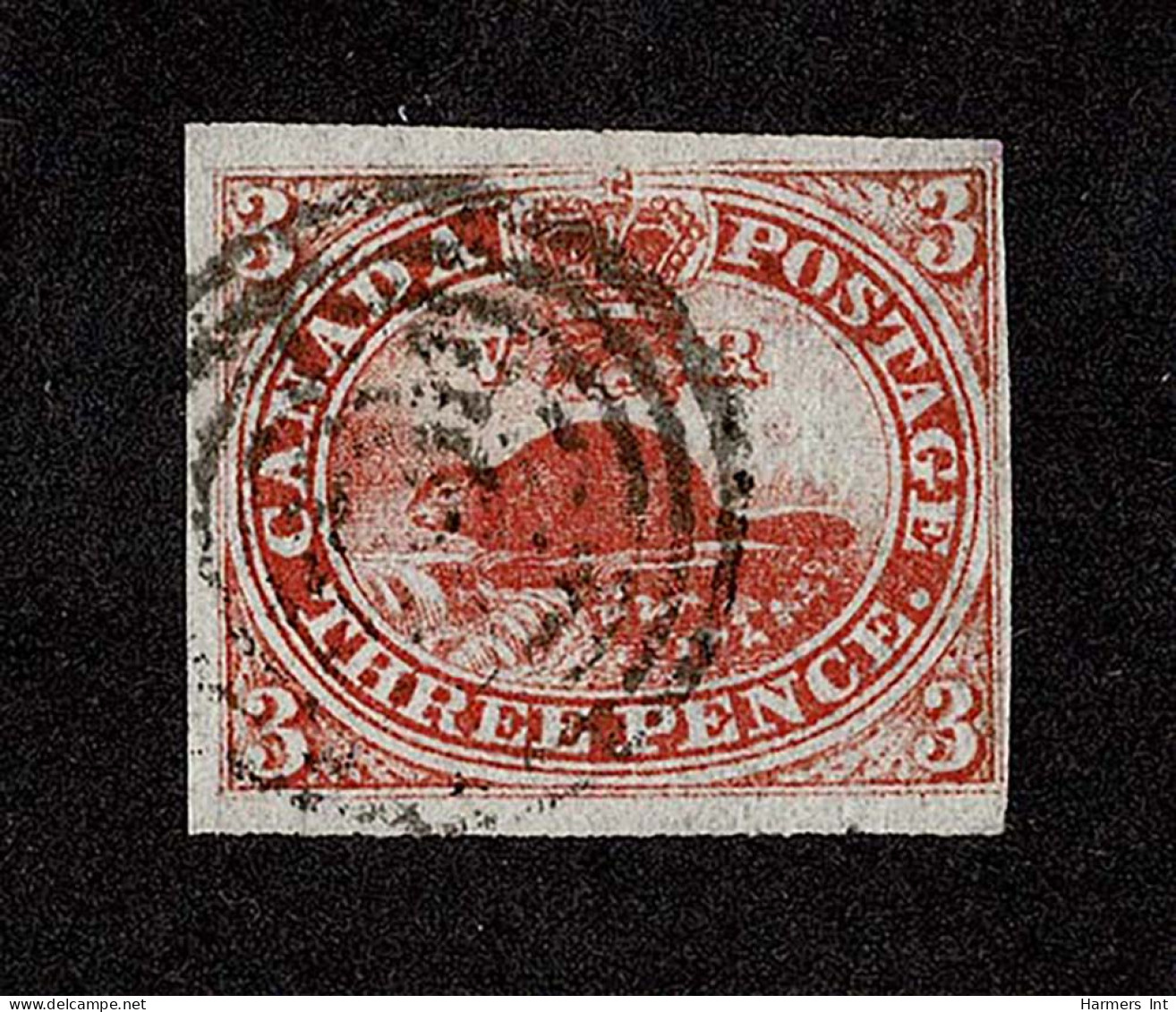 Lot # 431 1851, Beaver, 3d Red, Laid Paper - Oblitérés