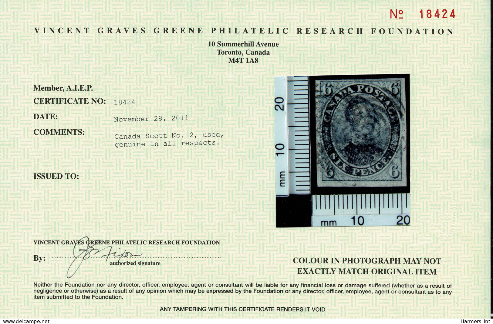 Lot # 439 1851, Prince Albert, 6d Slate Violet, Laid Paper - Used Stamps
