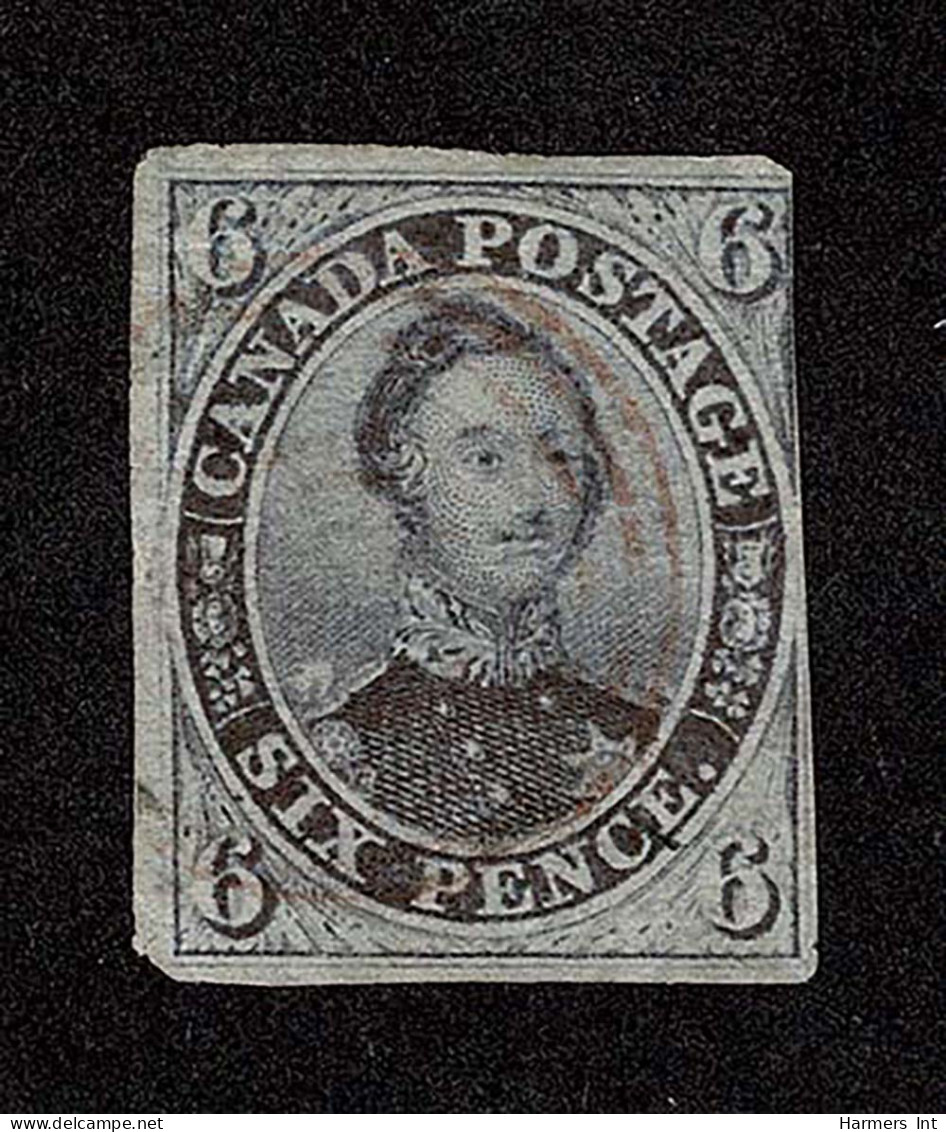 Lot # 440 1851, Prince Albert, 6d Slate Violet, Laid Paper Very Rare Light RED Ring Cancel - Oblitérés