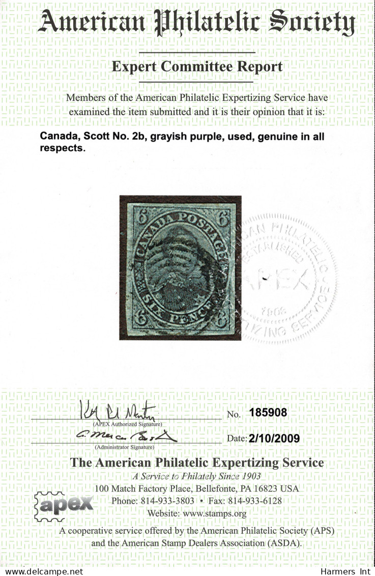 Lot # 441 1851, Prince Albert, 6d Grayish Purple, Laid Paper - Used Stamps