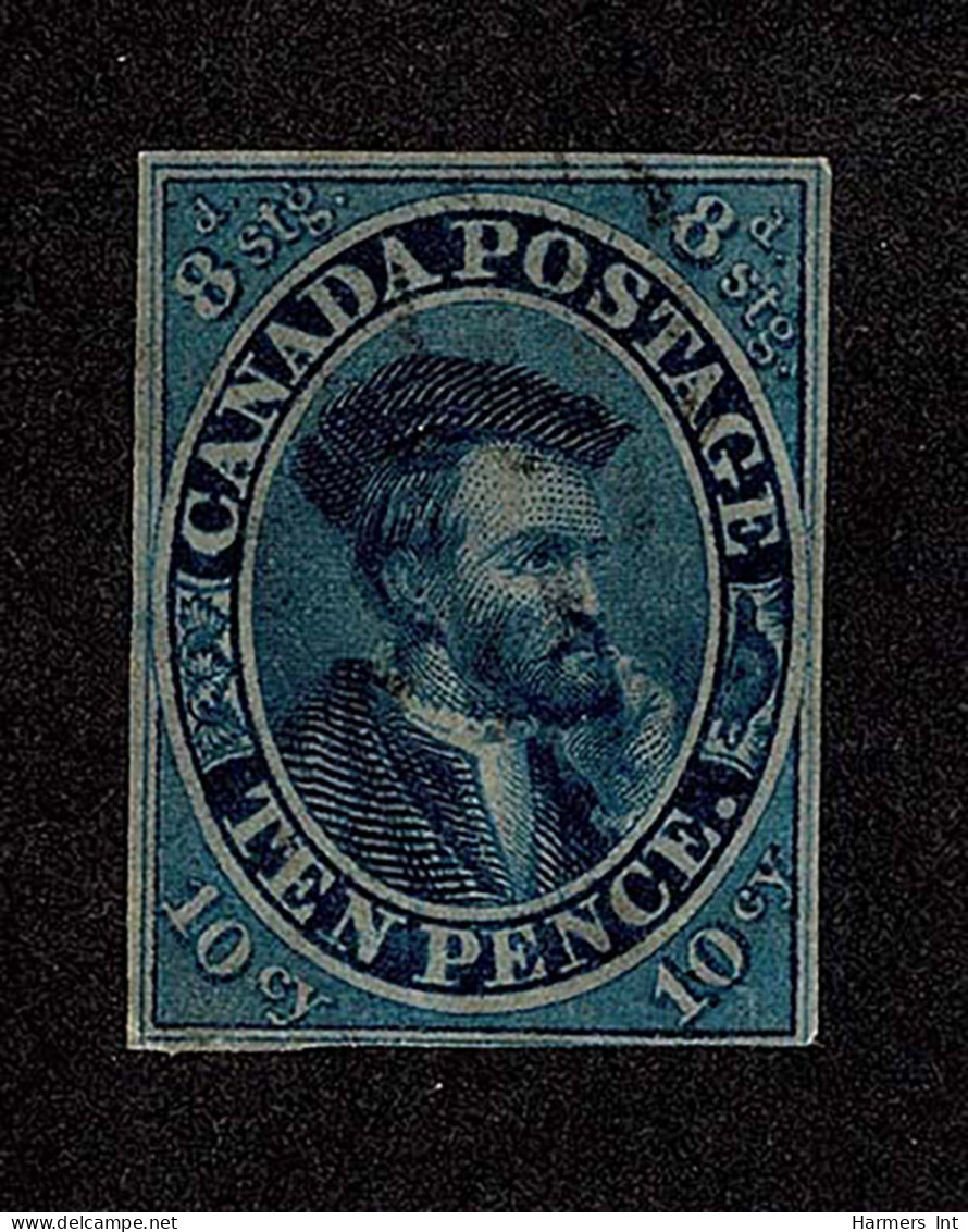 Lot # 462 1855, Jacques Cartier, 10d Blue "on Thin Crisp Transparent Paper" - Usados