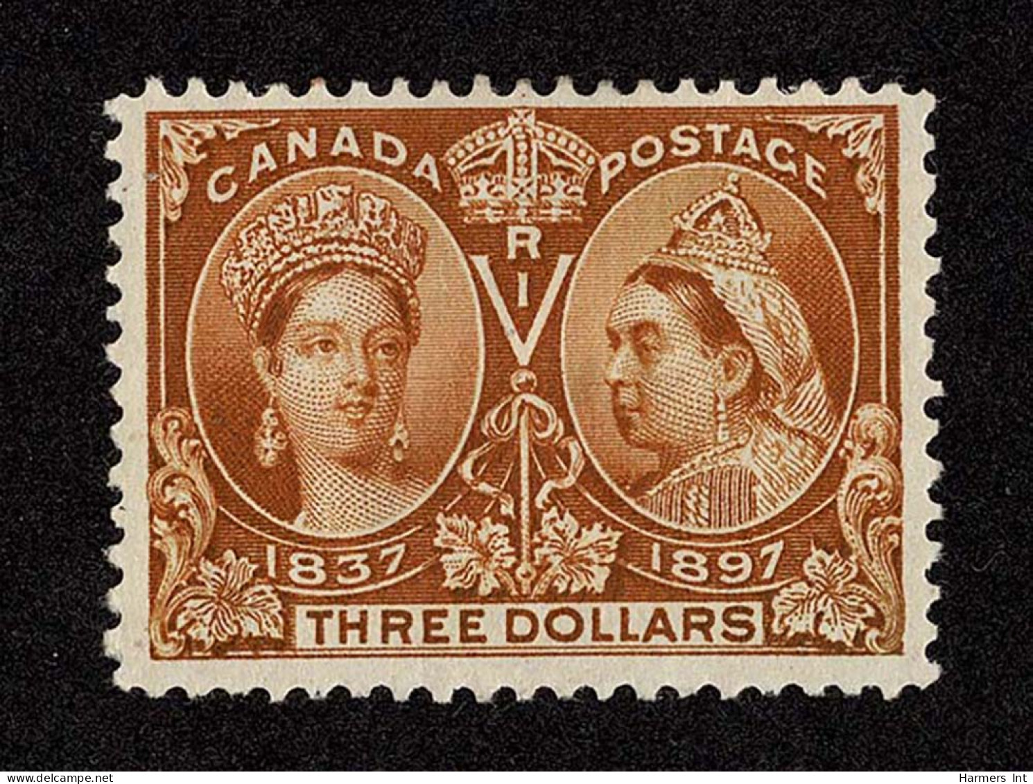 Lot # 473 1897, Queen Victoria Jubilee, $3 Yellow Bister - Unused Stamps