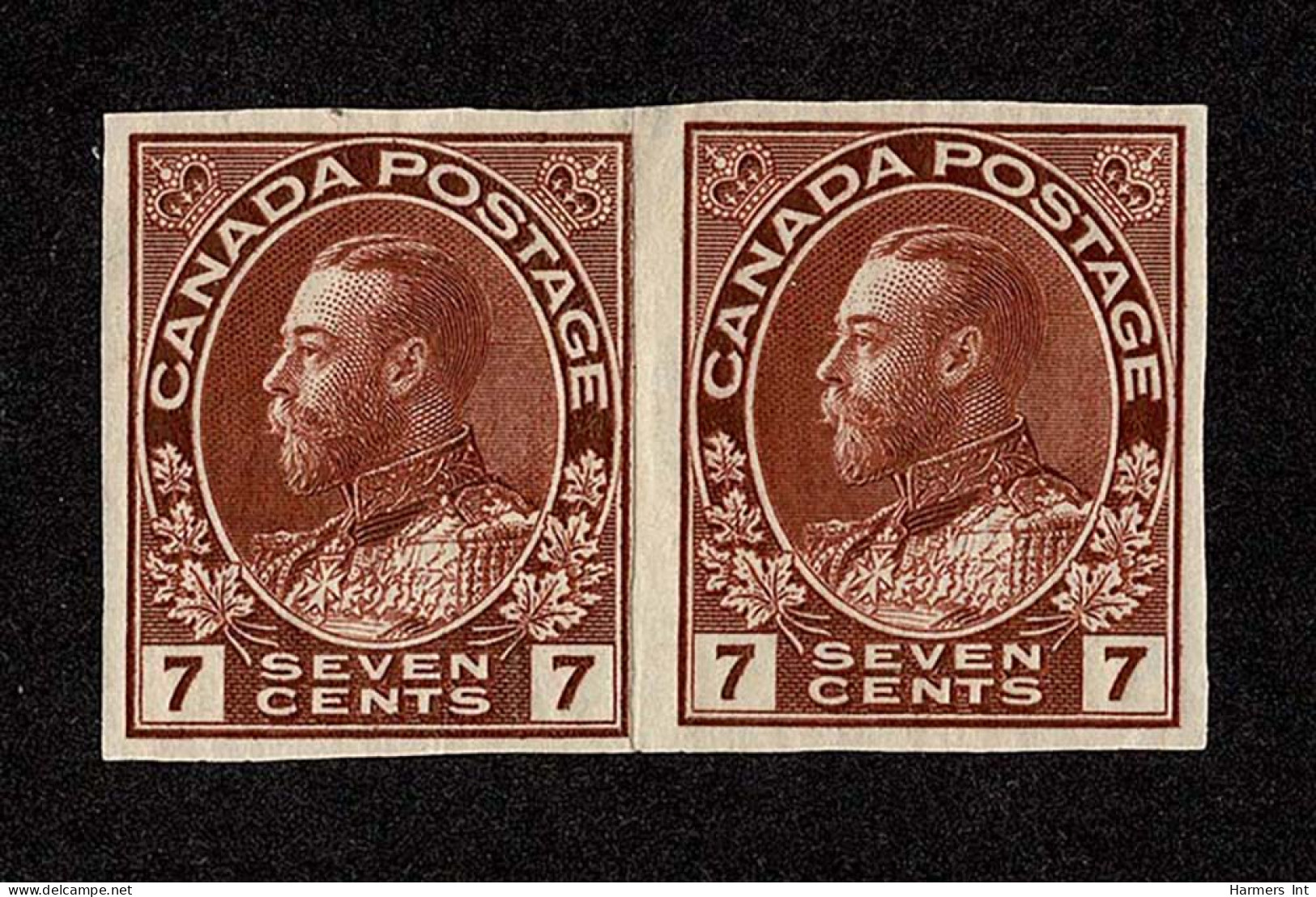 Lot # 475 1924, King George V “Admiral”, 7¢ Red Brown, IMPORFORATE PAIR - Ungebraucht