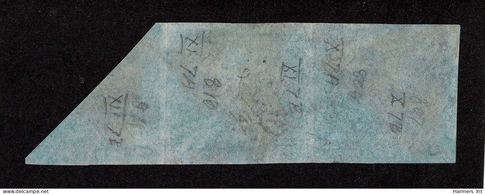 Lot # 482 1853 “Triangular”, Perkins Bacon Printing, 4d Deep Blue On Deeply Blued Paper, A Vertical BLOCK OF FIVE, Pos X - Cape Of Good Hope (1853-1904)