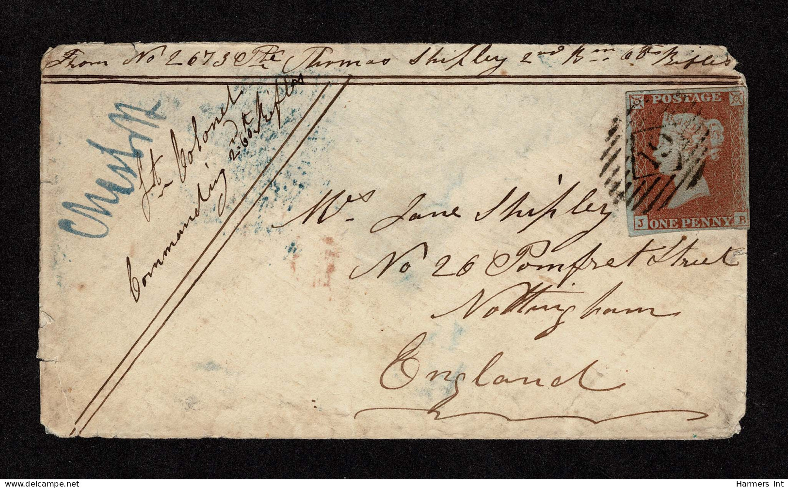 Lot # 485 Great Britain: 1841 1d Red-brown, Mostly Good To Large Margins, Tied By London "19" Cancel On 1851 (Aug.) Sold - Cabo De Buena Esperanza (1853-1904)