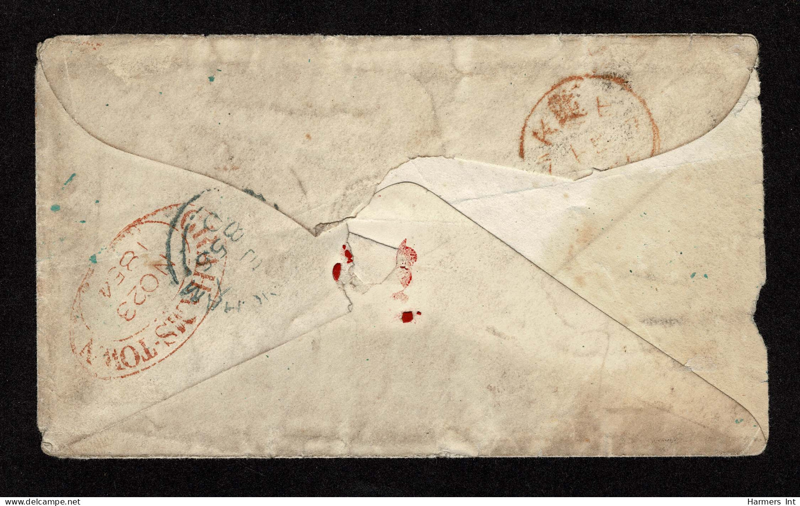 Lot # 486 1853 “Triangular”, Perkins Bacon Printing, 1d Brick Red On Bluish Paper - Cape Of Good Hope (1853-1904)