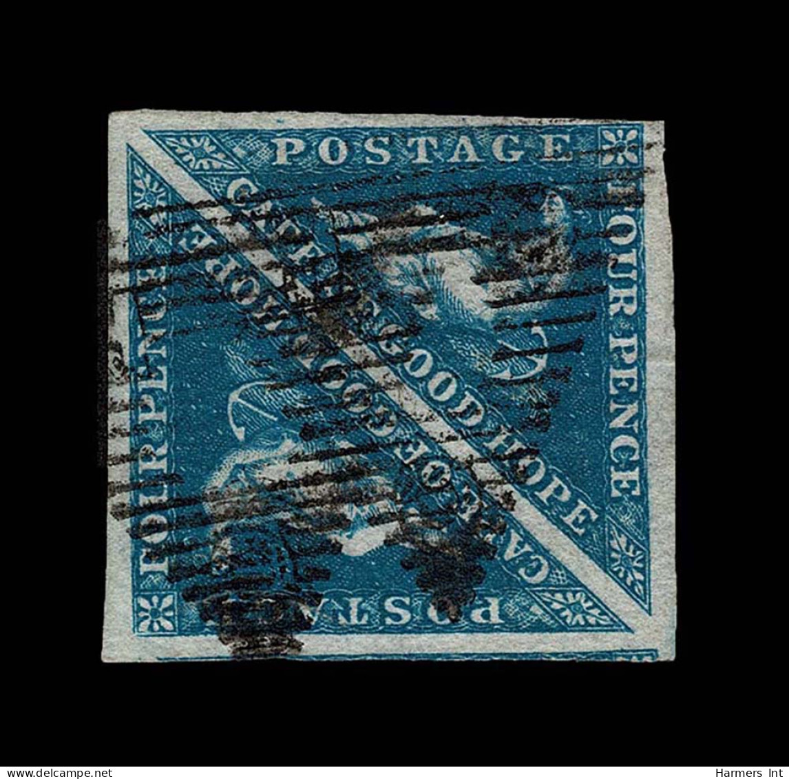 Lot # 488 1853 “Triangular”, Perkins Bacon Printing, 4d Deep Blue On Bluish Paper, PAIR - Cabo De Buena Esperanza (1853-1904)