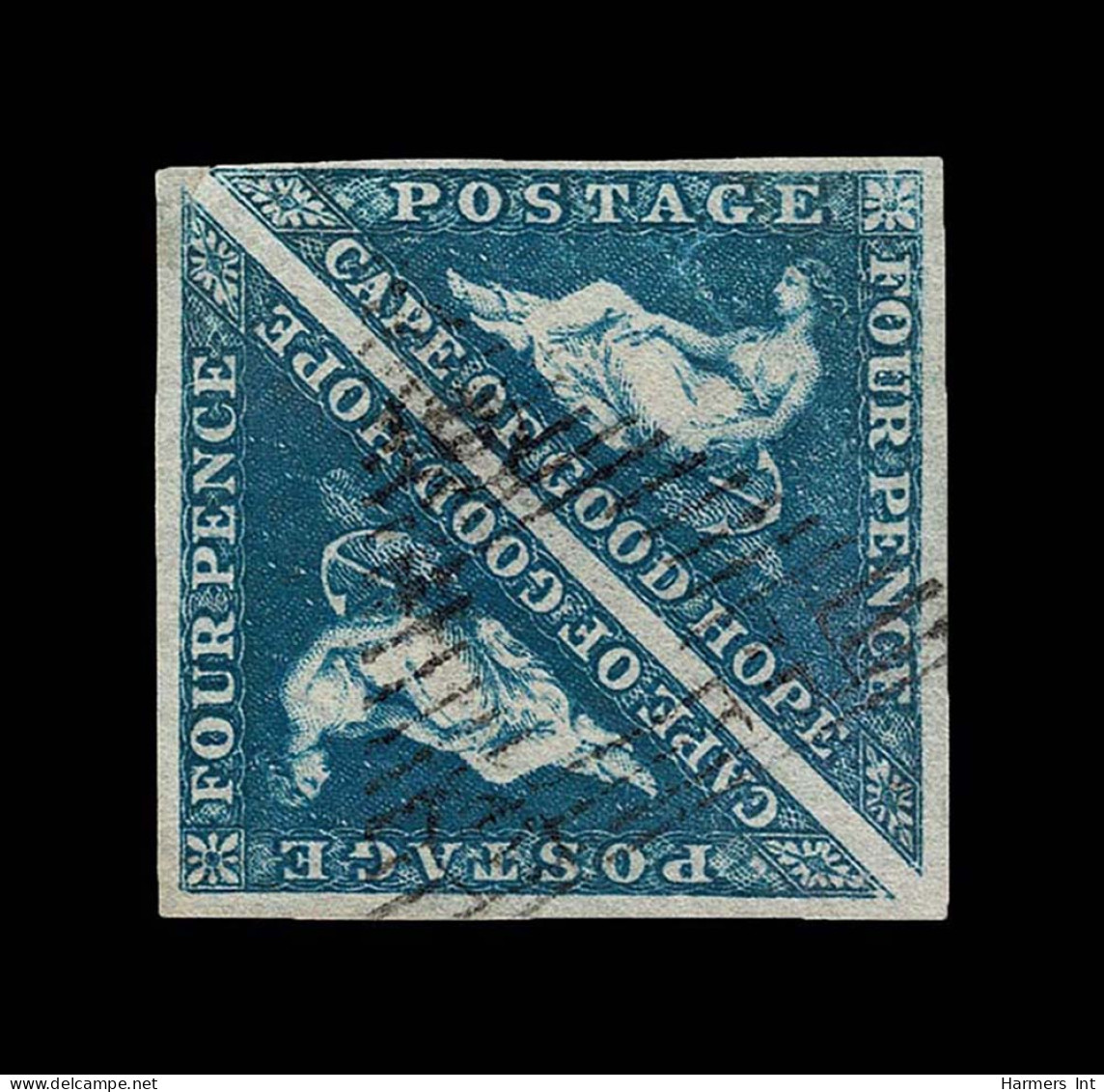 Lot # 489 1853 “Triangular”, Perkins Bacon Printing, 4d Blue On Bluish Paper, PAIR - Cabo De Buena Esperanza (1853-1904)