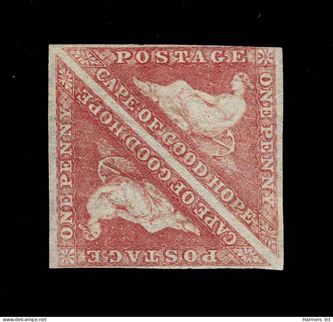 Lot # 490 1855-63 “Triangular”, Perkins Bacon Printing, 1d Rose On Cream-toned Paper, PAIR, Unused - Cape Of Good Hope (1853-1904)