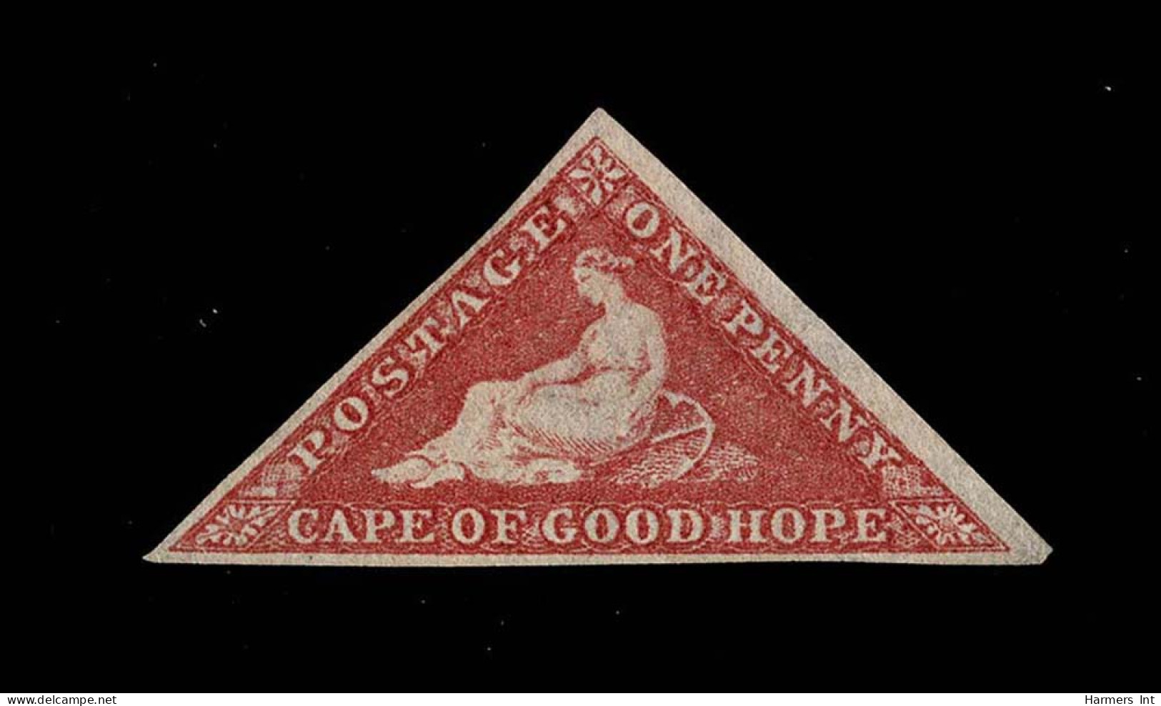 Lot # 493 1855-63 “Triangular”, Perkins Bacon Printing, 1d Deep Rose Red On Cream-toned Paper - Kap Der Guten Hoffnung (1853-1904)