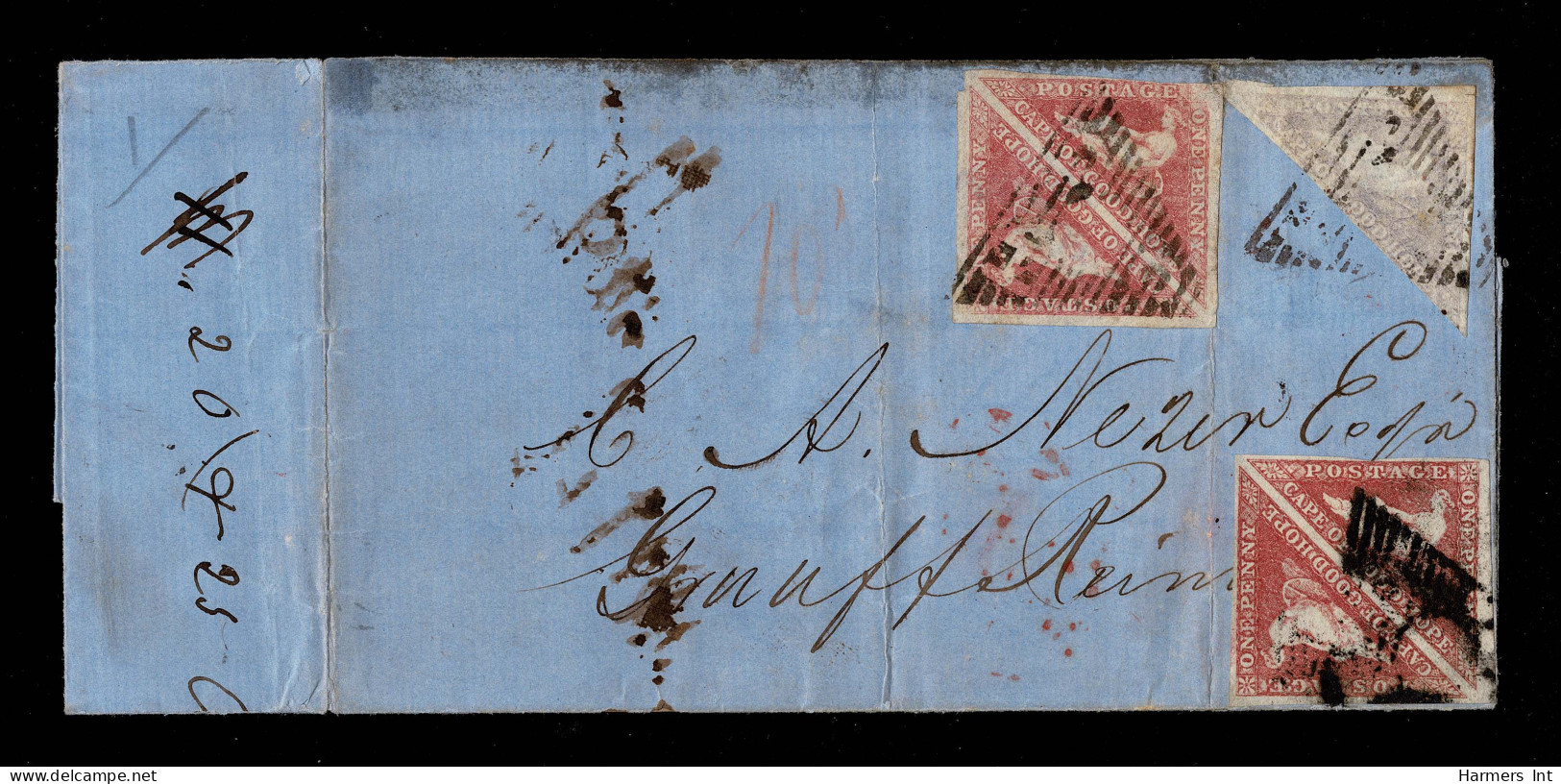 Lot # 494 1855-63 1d Deep Rose-red, TWO PAIRS - Cap De Bonne Espérance (1853-1904)