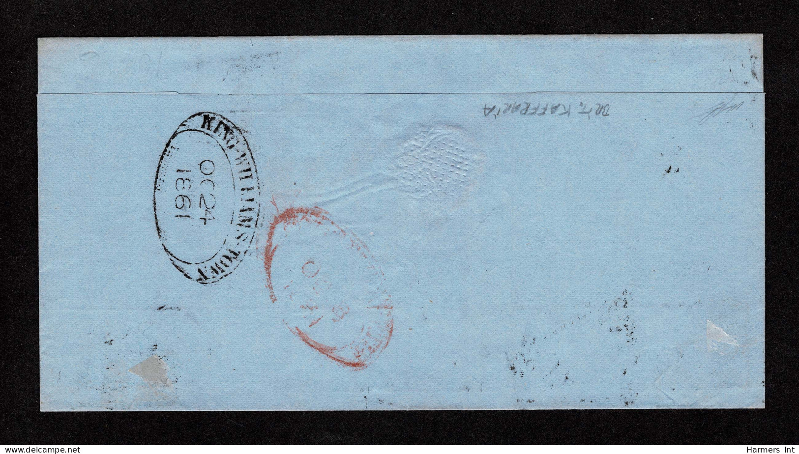 Lot # 501 Used To Port Elizabeth: 1855-63 “Triangular”, Perkins Bacon Printing, 4d Blue On White Paper Small To Large Ma - Cabo De Buena Esperanza (1853-1904)