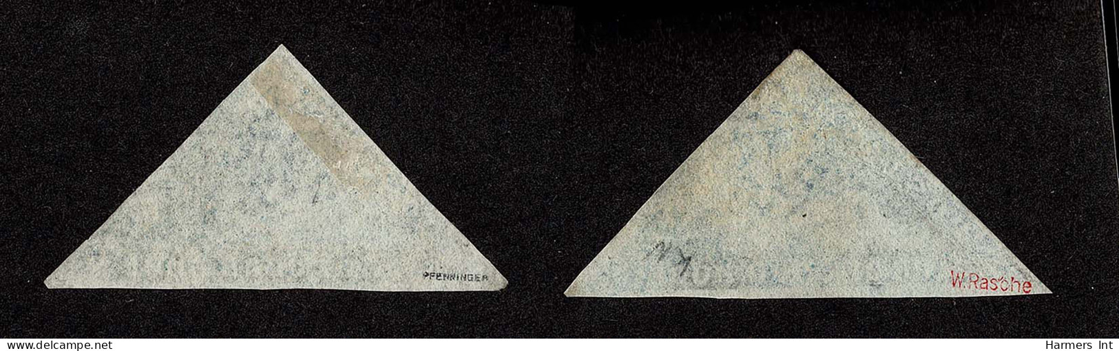 Lot # 502 1855 - 63 “Triangular”, Perkins Bacon Printing, 4d Deep Blue Or Deep Blue FIVE Used Shades - Kap Der Guten Hoffnung (1853-1904)