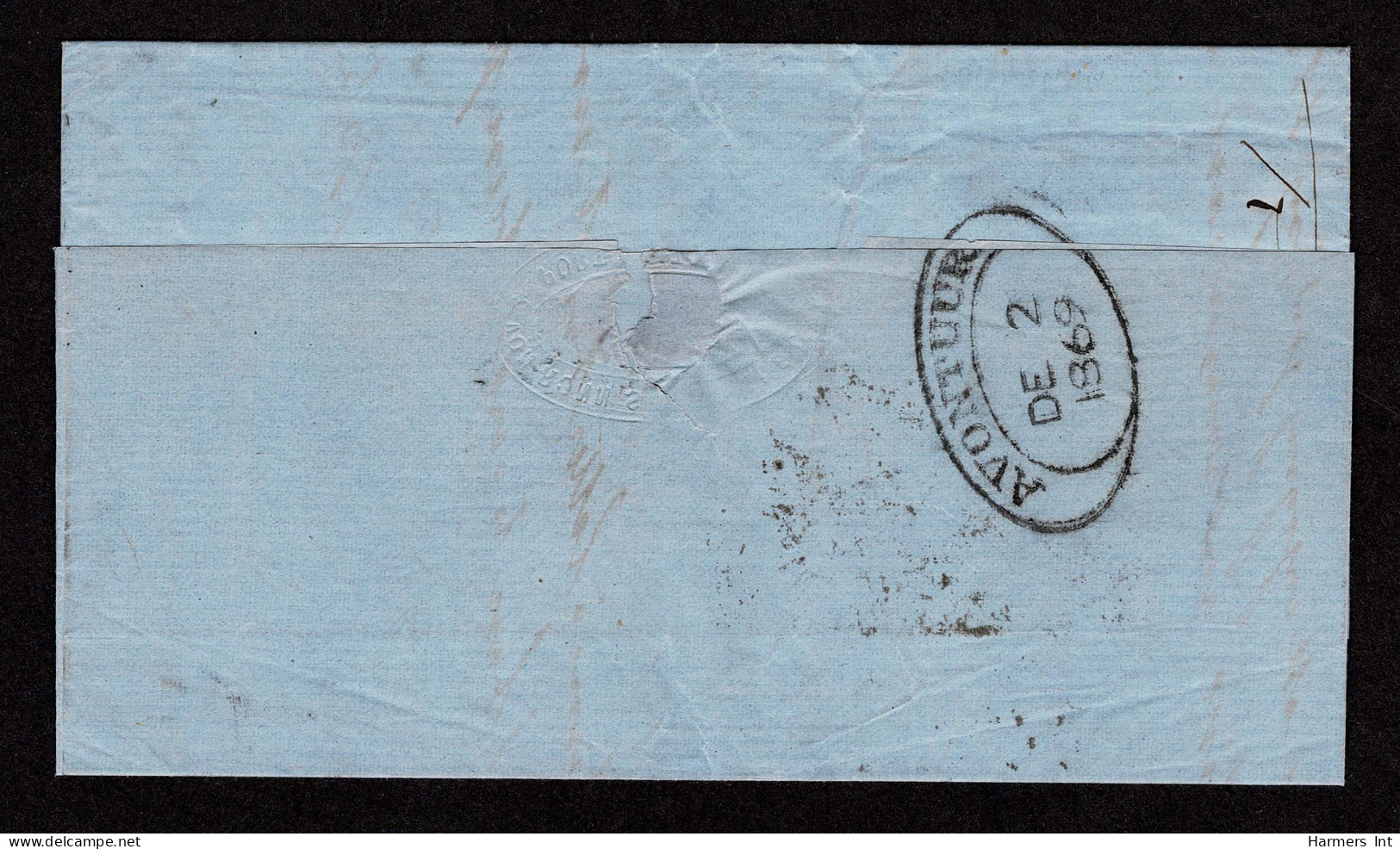 Lot # 526 Barred Oval Numeral Canceller (BONC): 1869 (30 Nov) Single Rate Folded Letter From Port Elizabeth To Willowmor - Cape Of Good Hope (1853-1904)