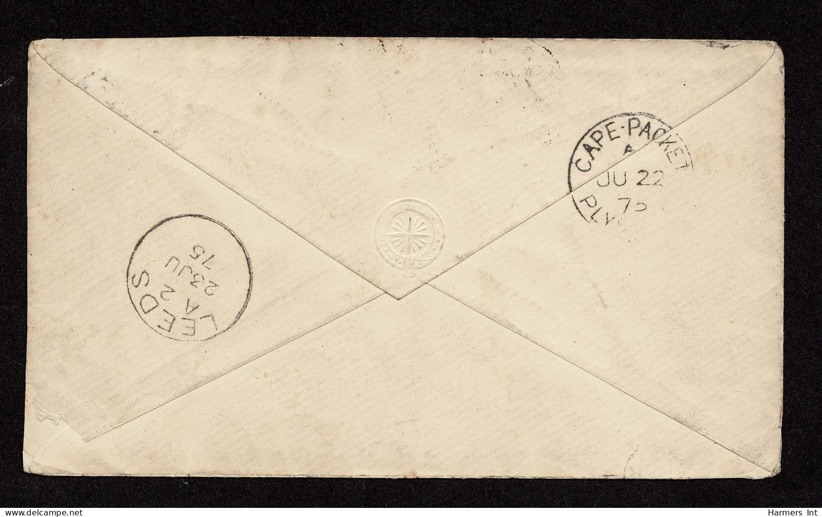 Lot # 530 Used To England: 1875 (16 May) Single Packet Rate Cover From Tarkastad To Leeds, England Bearing 1864-77 4d Bl - Cape Of Good Hope (1853-1904)