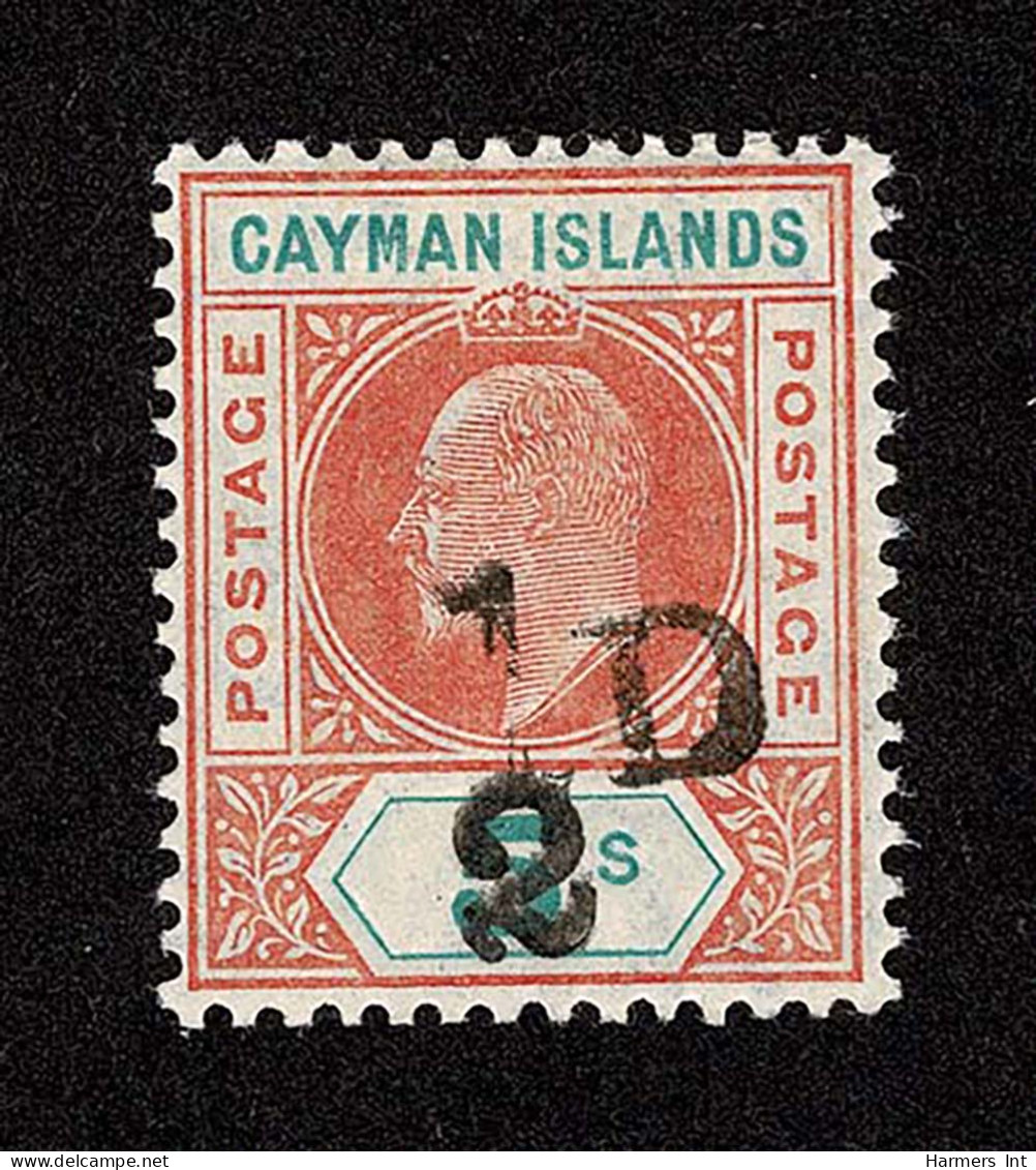 Lot # 564 CAYMAN ISLANDS: 1907, King Edward VII ½d On 5s Salmon & Green And 1d On 5s Salmon & Green Later Corner Copy - Caimán (Islas)