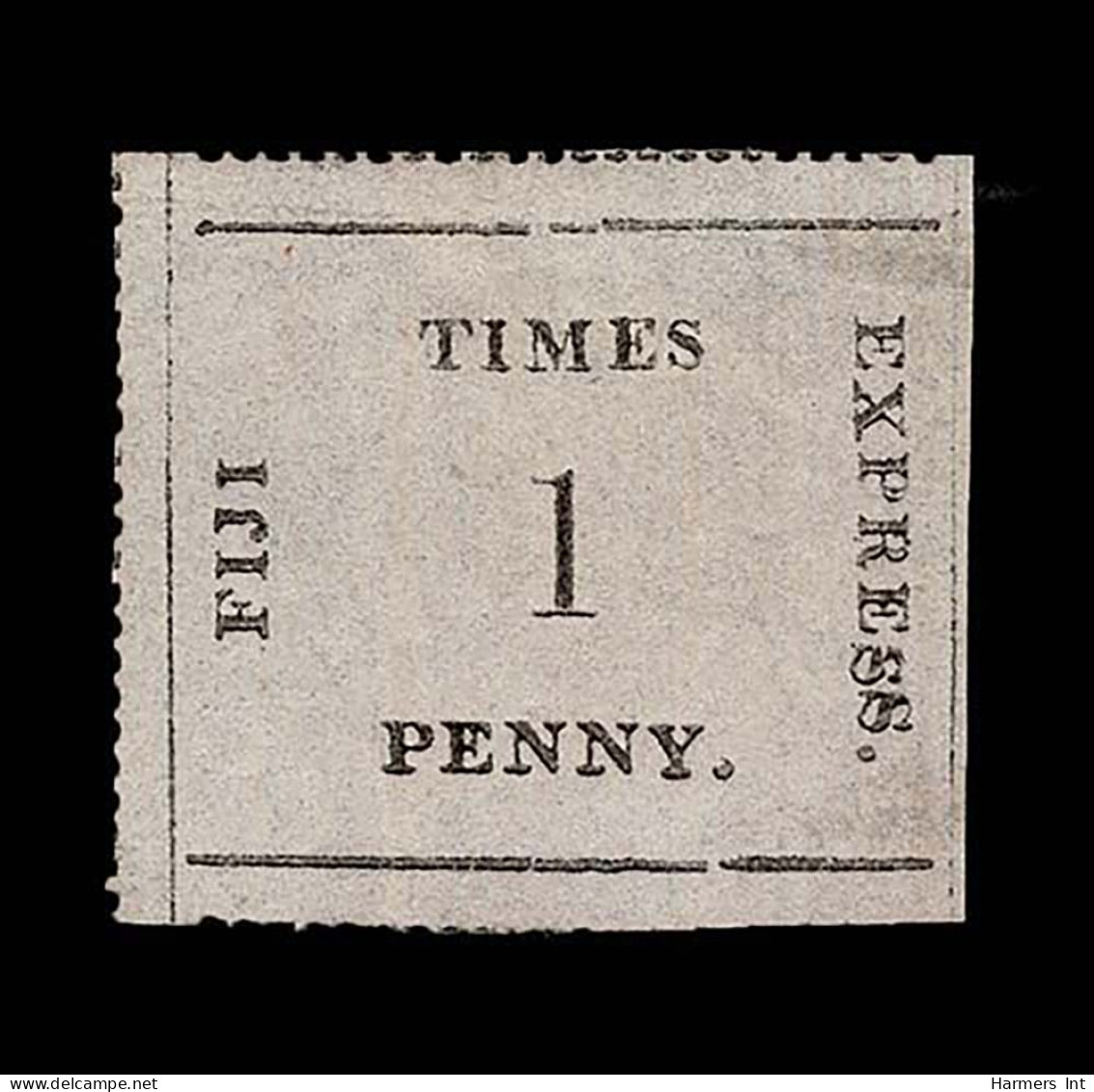 Lot # 571 FIJI: 1871, Times Express, 1d Black On Rose, Laid Bâtonné Paper - Fidschi-Inseln (...-1970)