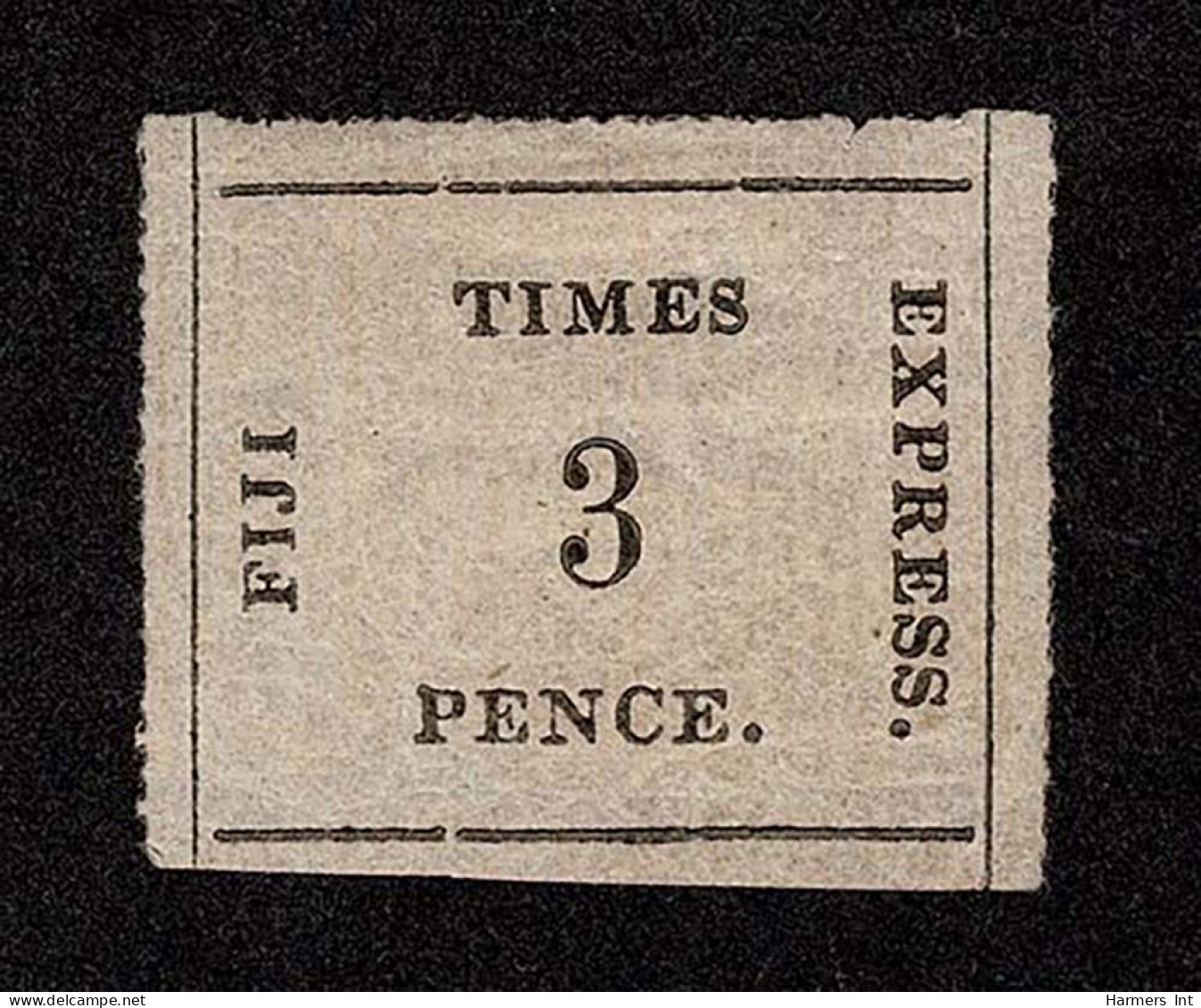 Lot # 572 FIJI: 1871, Times Express, 3d Black On Rose, Laid Bâtonné Paper - Fidschi-Inseln (...-1970)