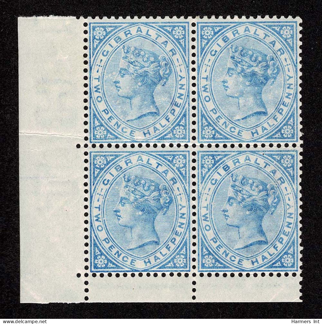 Lot # 576 GIBRALTAR: 1886, Queen Victoria, 2½d Blue, Watermark Inverted, Block Of Four, Never Hinged - Goldküste (...-1957)