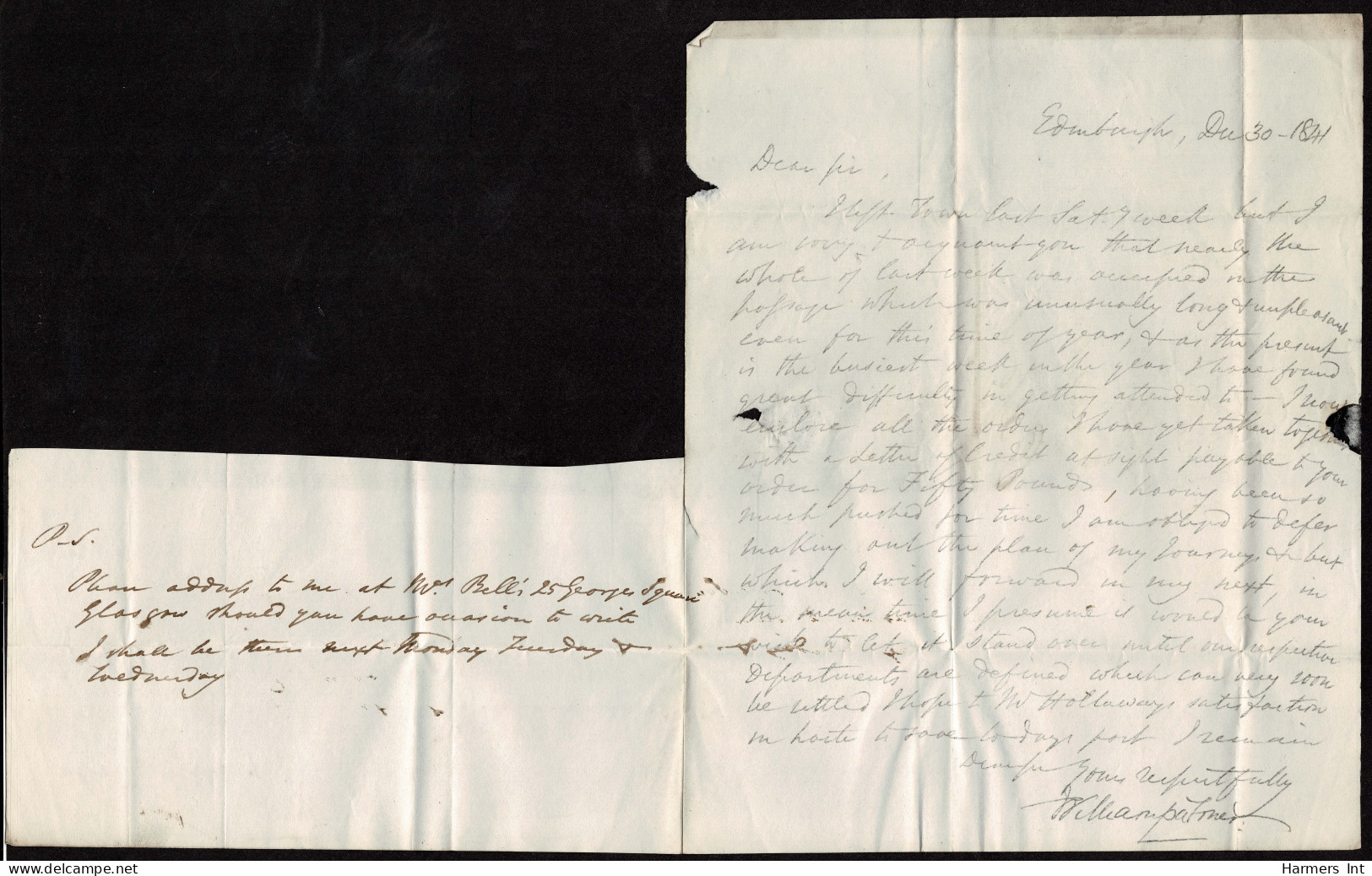 Lot # 581 Edinburgh To London: 1841 Registered Folded Letter (bookseller's Order) - ...-1840 Préphilatélie